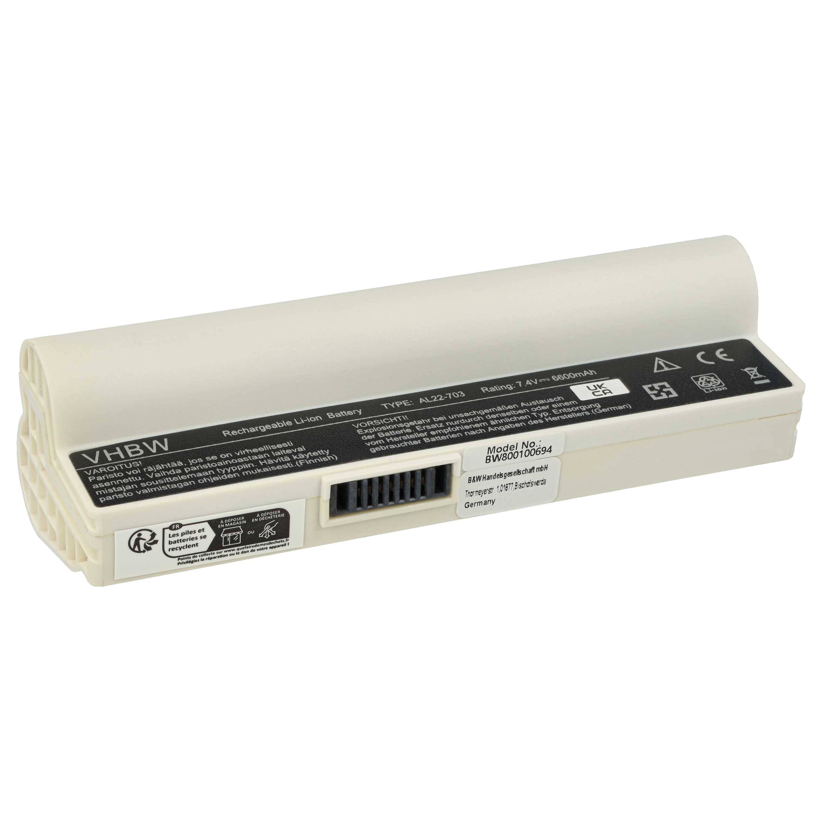 vhbw 1x Akku Ersatz für Asus AL22-703 für Notebook (6600 mAh, 7,4 V, Li-Ion)