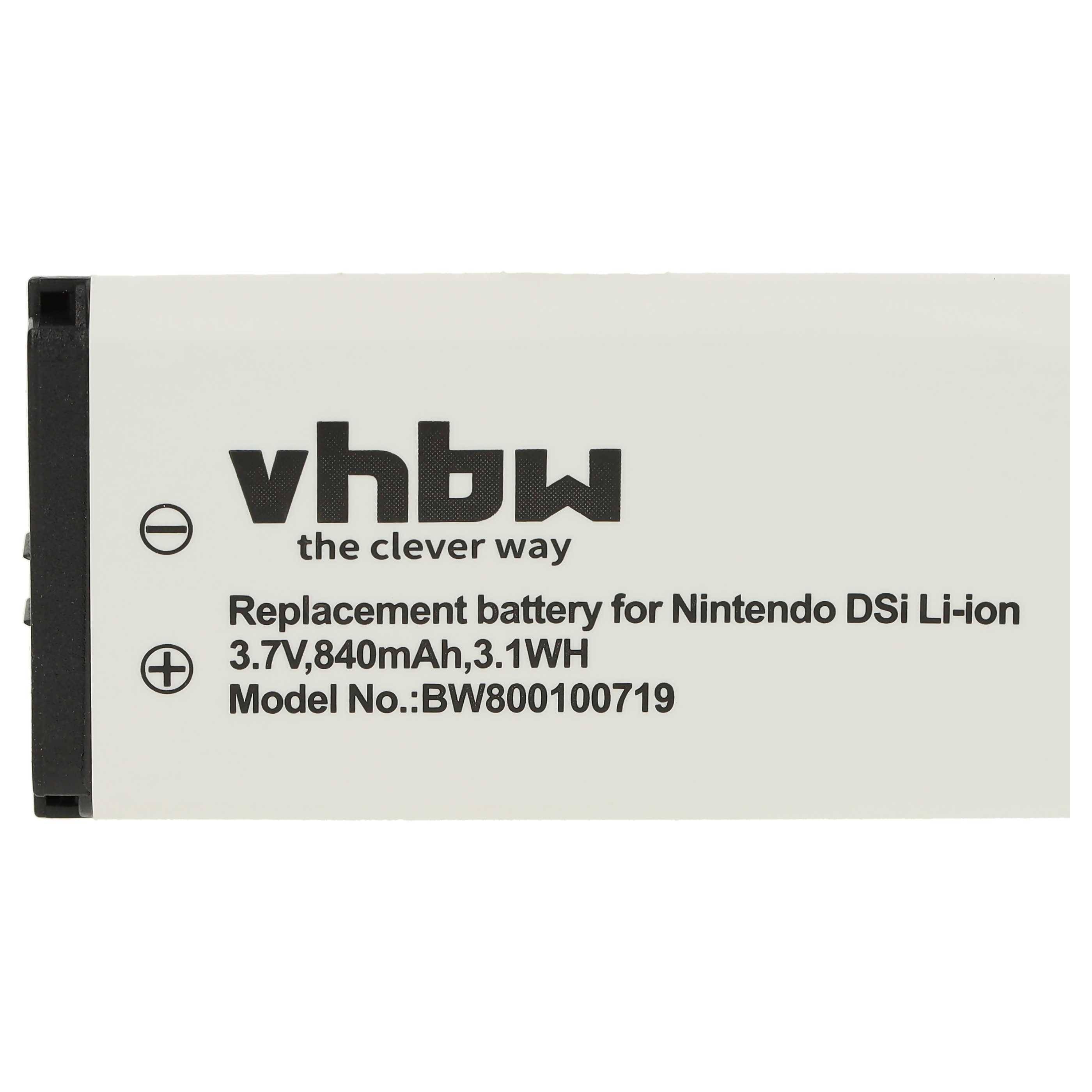 vhbw Akku Ersatz für Nintendo C/TWL-A-BP, TWL-001, TWL-003, BOAMK01 für Spielekonsole (840 mAh, 3,7 V, Li-Ion)