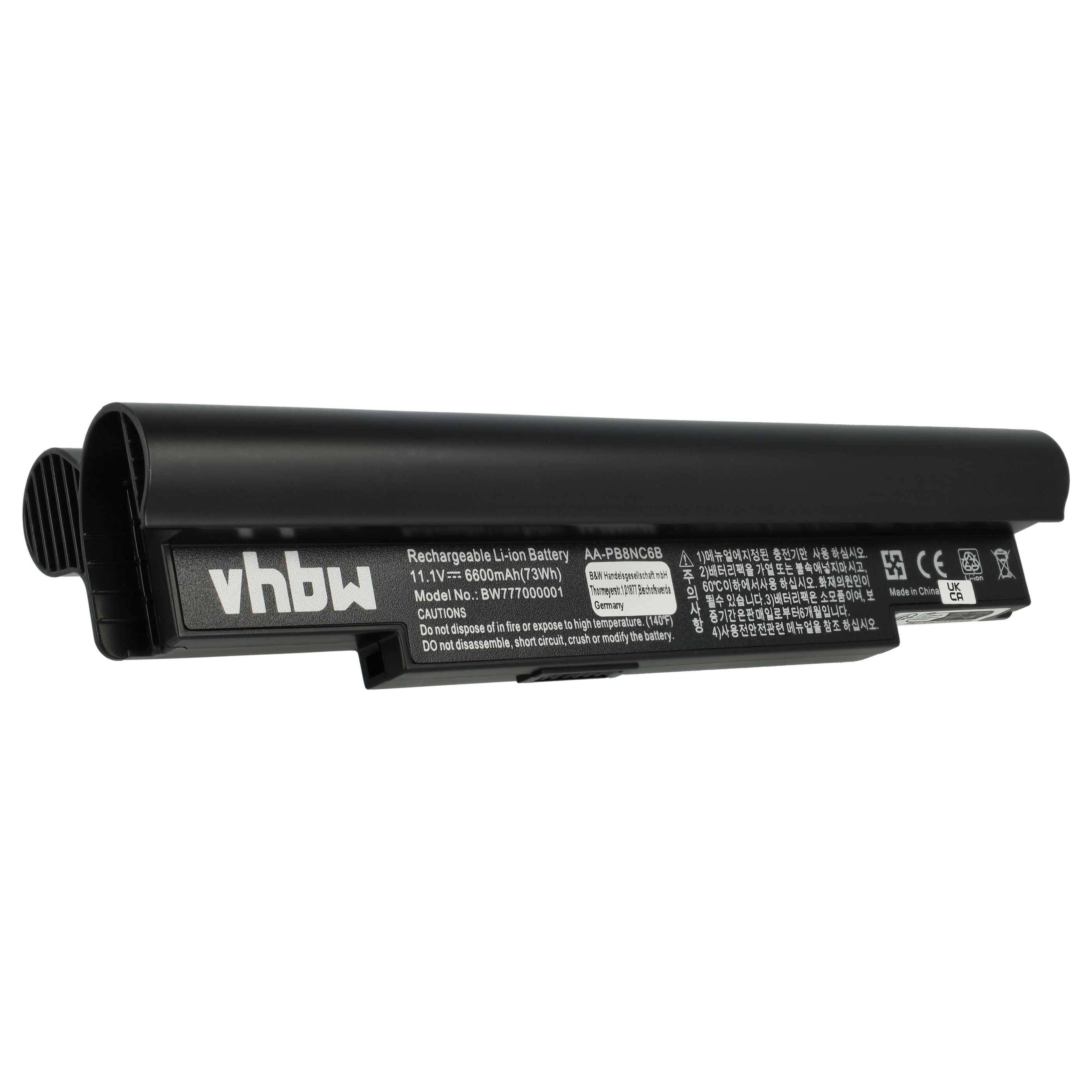 vhbw Akku Ersatz für Samsung AA-PB8NC6M, AA-PB8NC8B, AA-PL8NC6W, BA43-00189A für Notebook (6600 mAh, 11,1 V, Li-Ion)