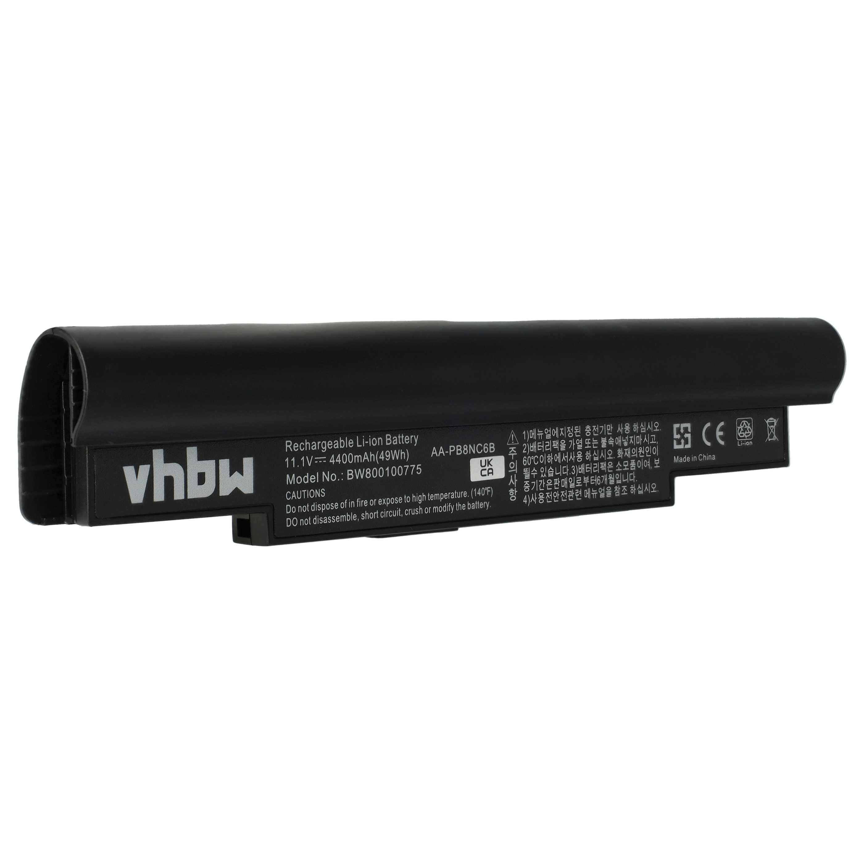 vhbw Akku kompatibel mit Samsung N110, N120, N130, N140, N510, NC10, NC20, ND10, ND20 Notebook (4400 mAh, 11,1 V, Li-Ion)