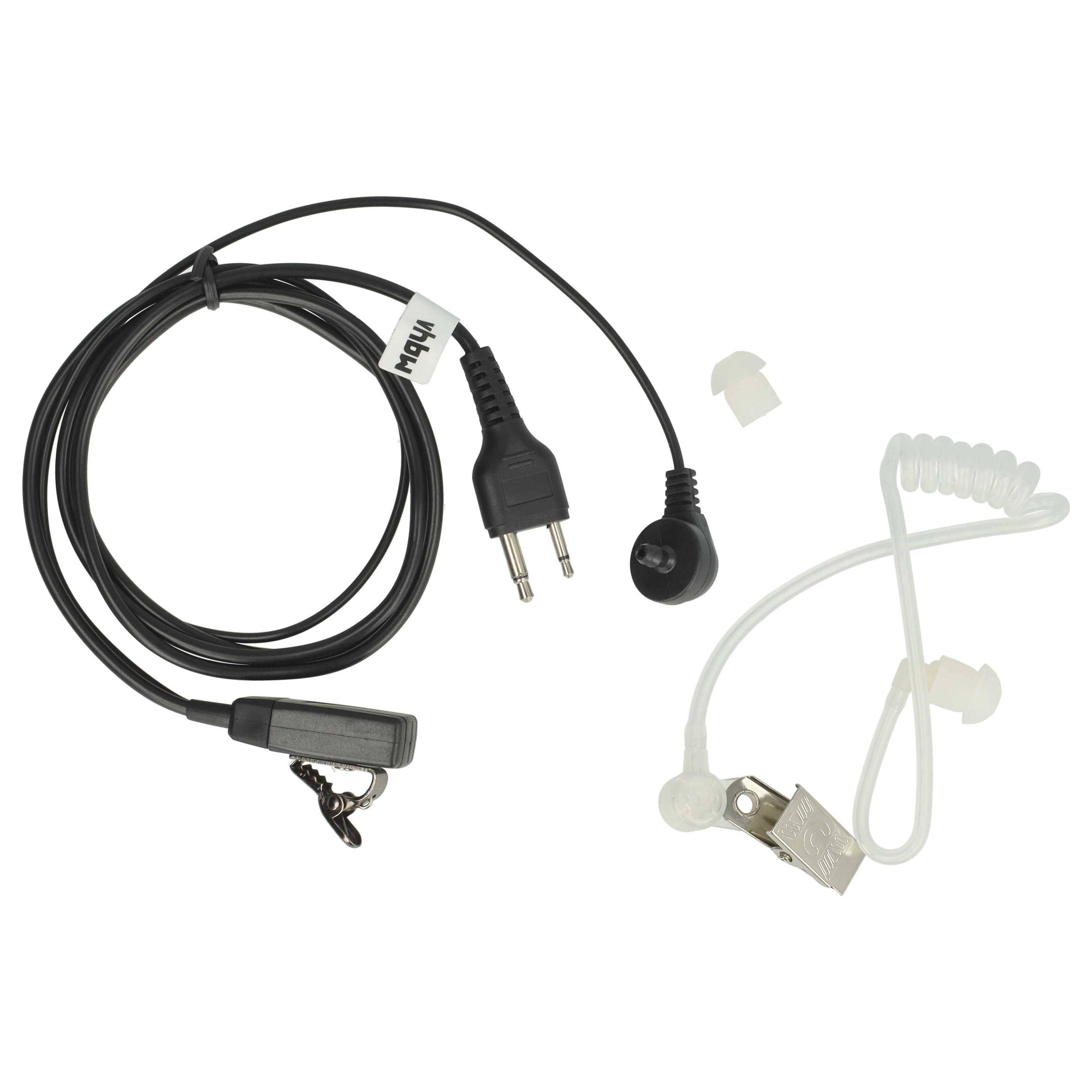 vhbw Headset kompatibel mit Motorola MTX8250LS, MTX850, MTX8250, MTX900, MTX850LS, MTX9250, MTX9000 Funkgerät - schwarz, Akustikschlauch