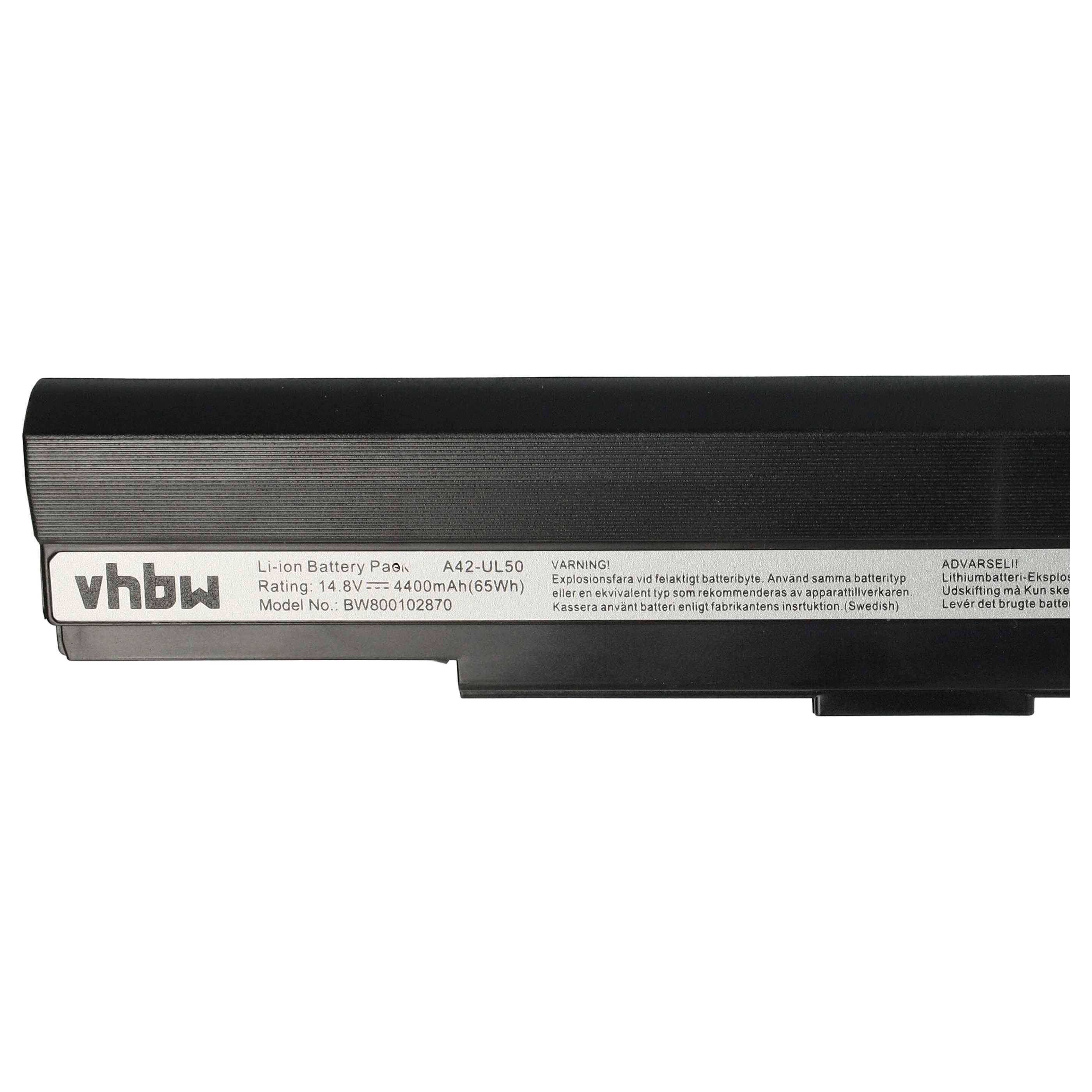 vhbw Akku kompatibel mit Asus UL50Vg-A2, UL50Vg, UL50VS-A1B, UL50, UL50AG-A2, UL30Vt, UL50Ag-A3B Notebook (4400 mAh, 14,8 V, Li-Ion)