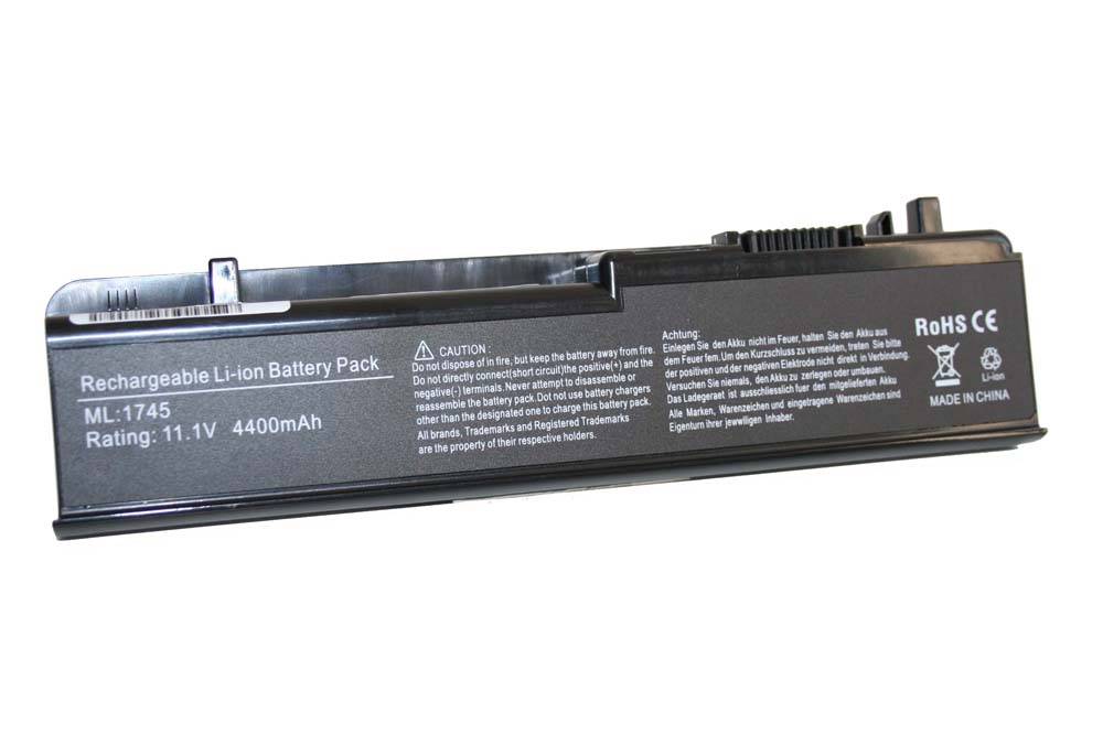 vhbw Akku Ersatz für Dell 312-0196, 312-0186, U164P, Y067P, N856P, U150P, M905P, N855P für Notebook (4400 mAh, 11,1 V, Li-Ion)