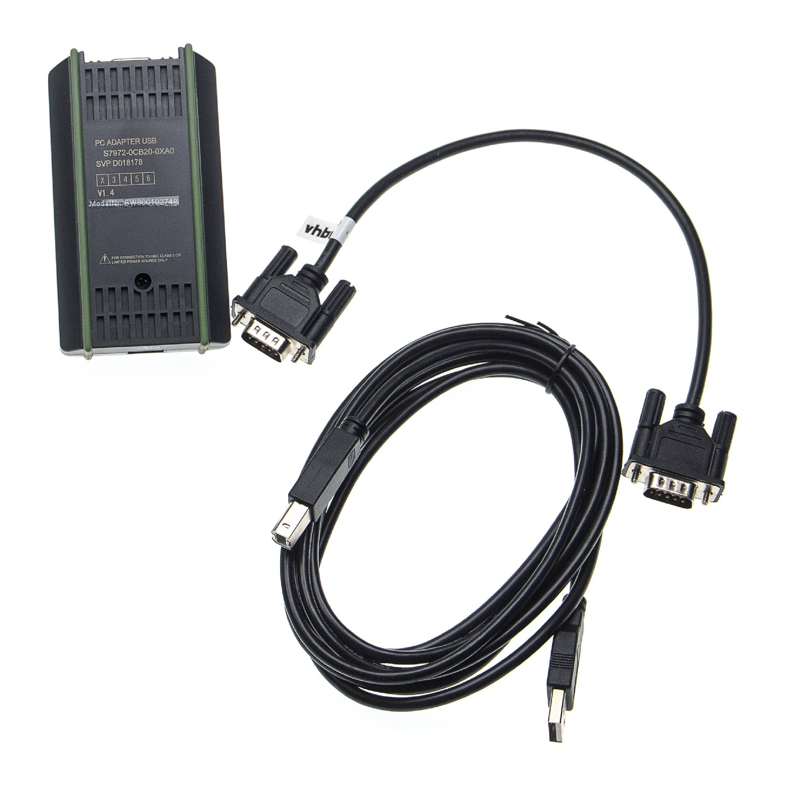 Ein schwarzes Adapter- und Kabelset mit USB- und VGA-Anschlüssen, das zur Verbindung von Geräten verwendet wird und den Daten- und Videotransfer ermöglicht.