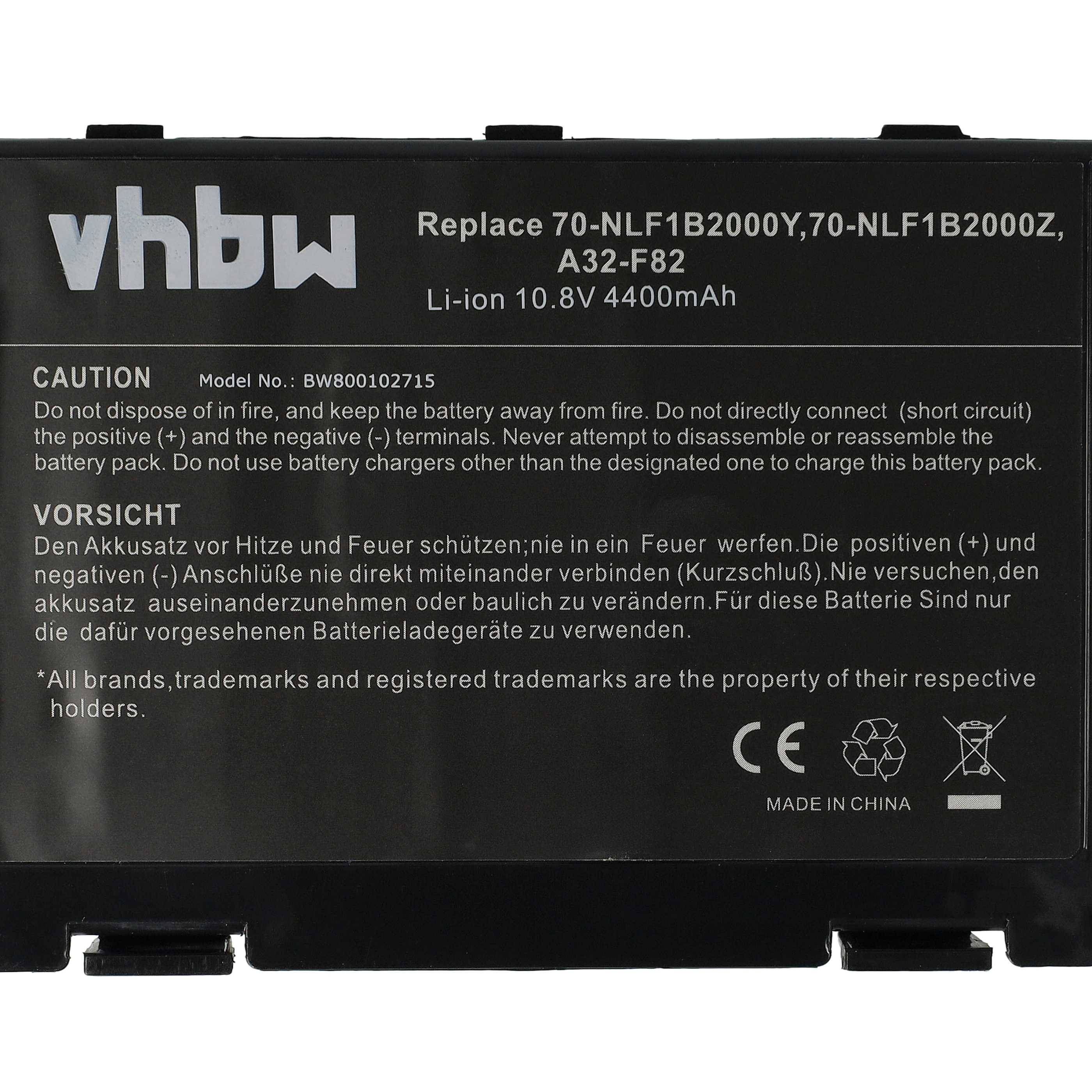 vhbw Akku kompatibel mit Asus K50ab-x2a, K50ij, K50in, K51, K52AF, K60, K61 Notebook (4400 mAh, 11,1 V, Li-Ion) - Ersatz für A32-F52, A32-F82