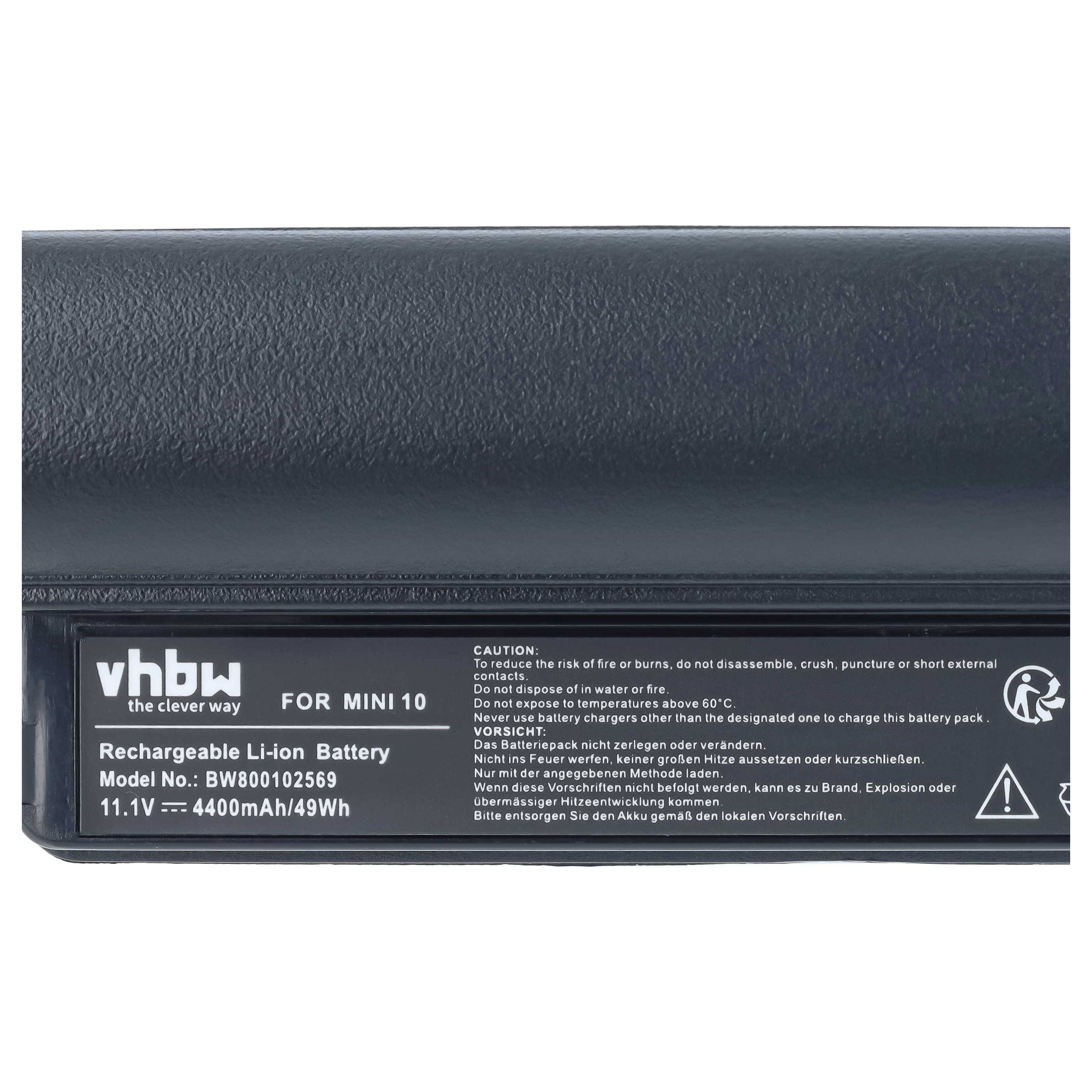 Schwarzer aufladbarer Li-Ion-Akku mit Bezeichnung „vhbw