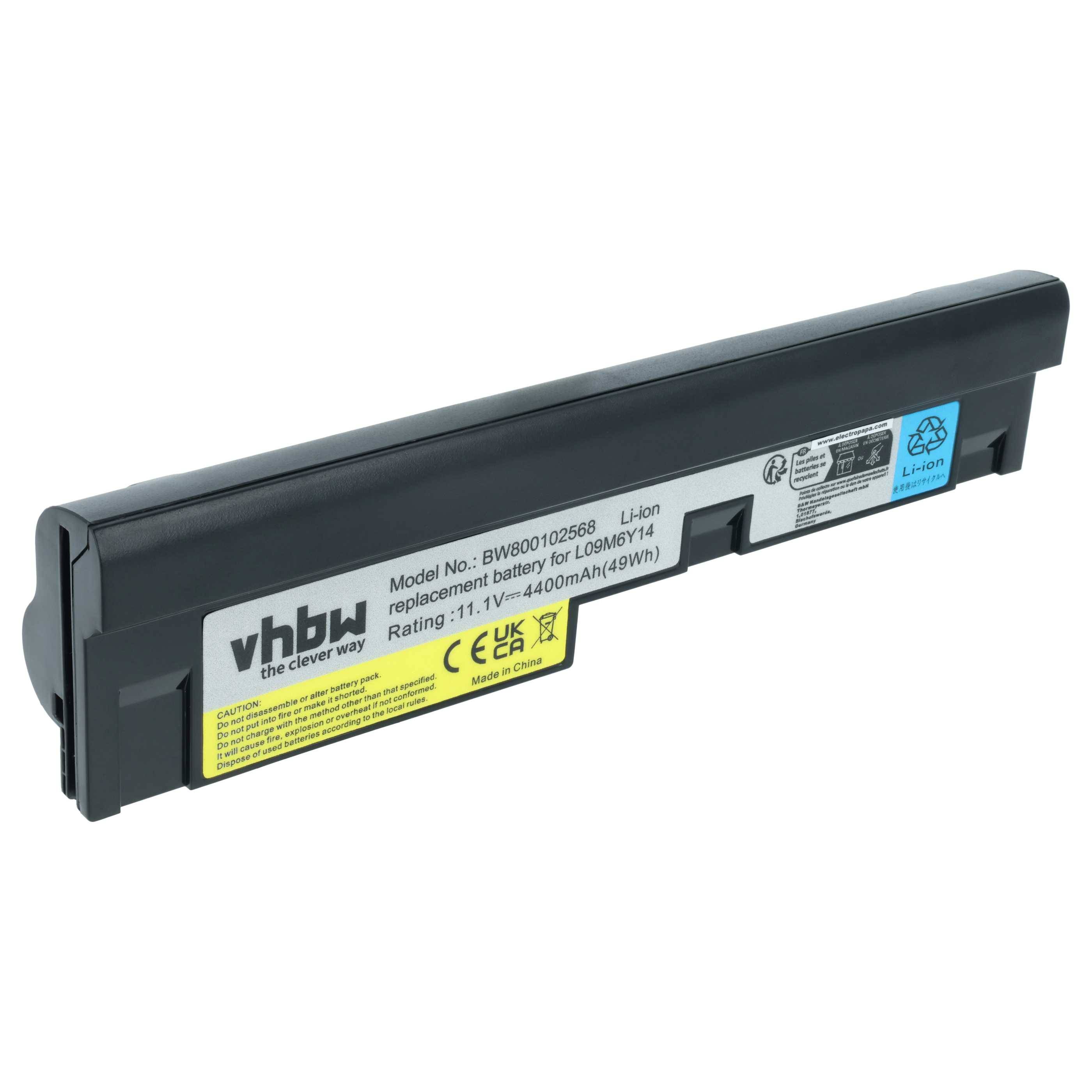 vhbw Akku Ersatz für Lenovo 121000932, 57Y6444, 57Y6442, 57Y6446, l09C3B14, 57Y6448 für Notebook (4400 mAh, 11,1 V, Li-Ion)