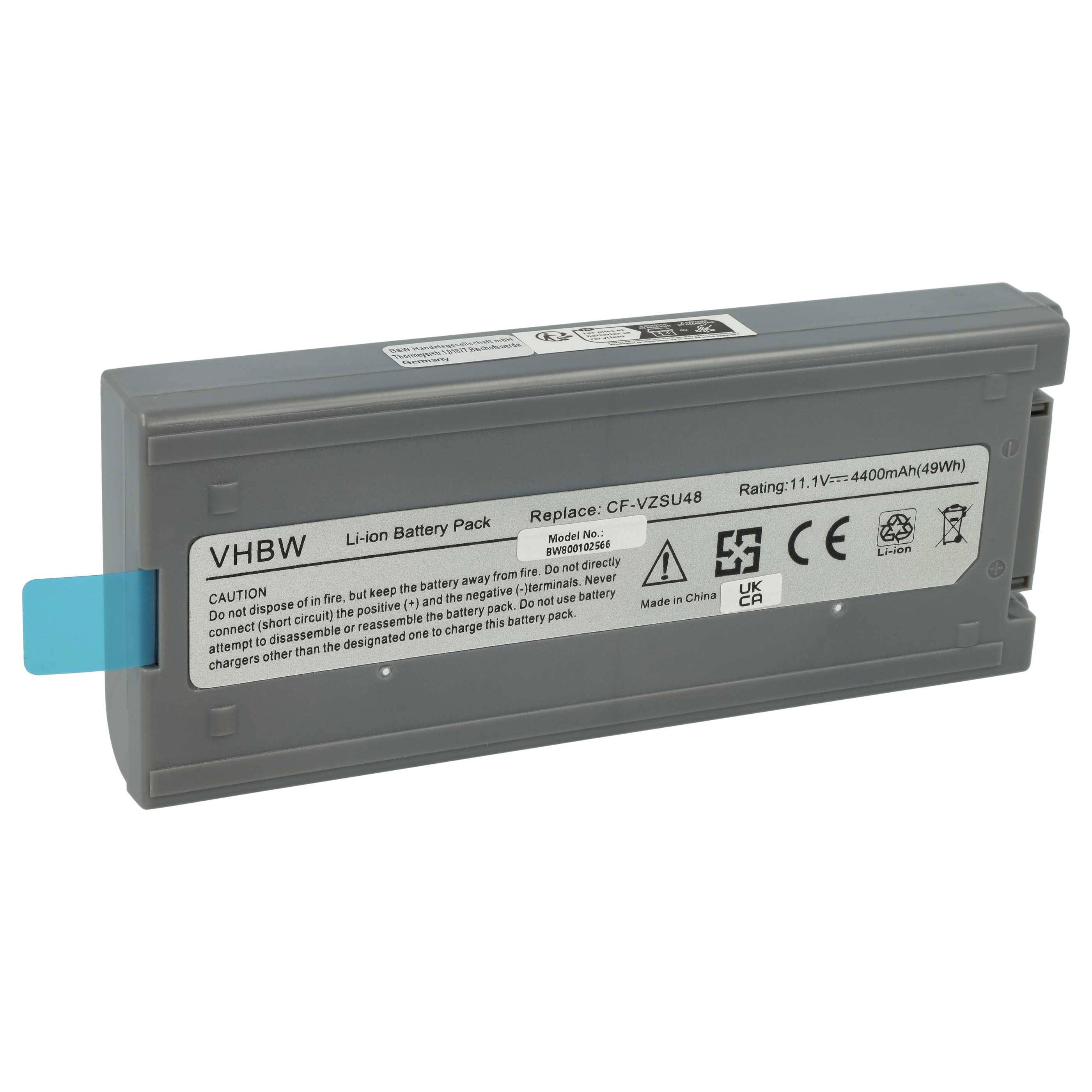 vhbw Akku Ersatz für Panasonic CFVZSU48, CF-VZSU50, CF-VZSU48U, CF-VZSU48, CF-VZSU28 für Notebook (4400 mAh, 10,65 V, Li-Ion)