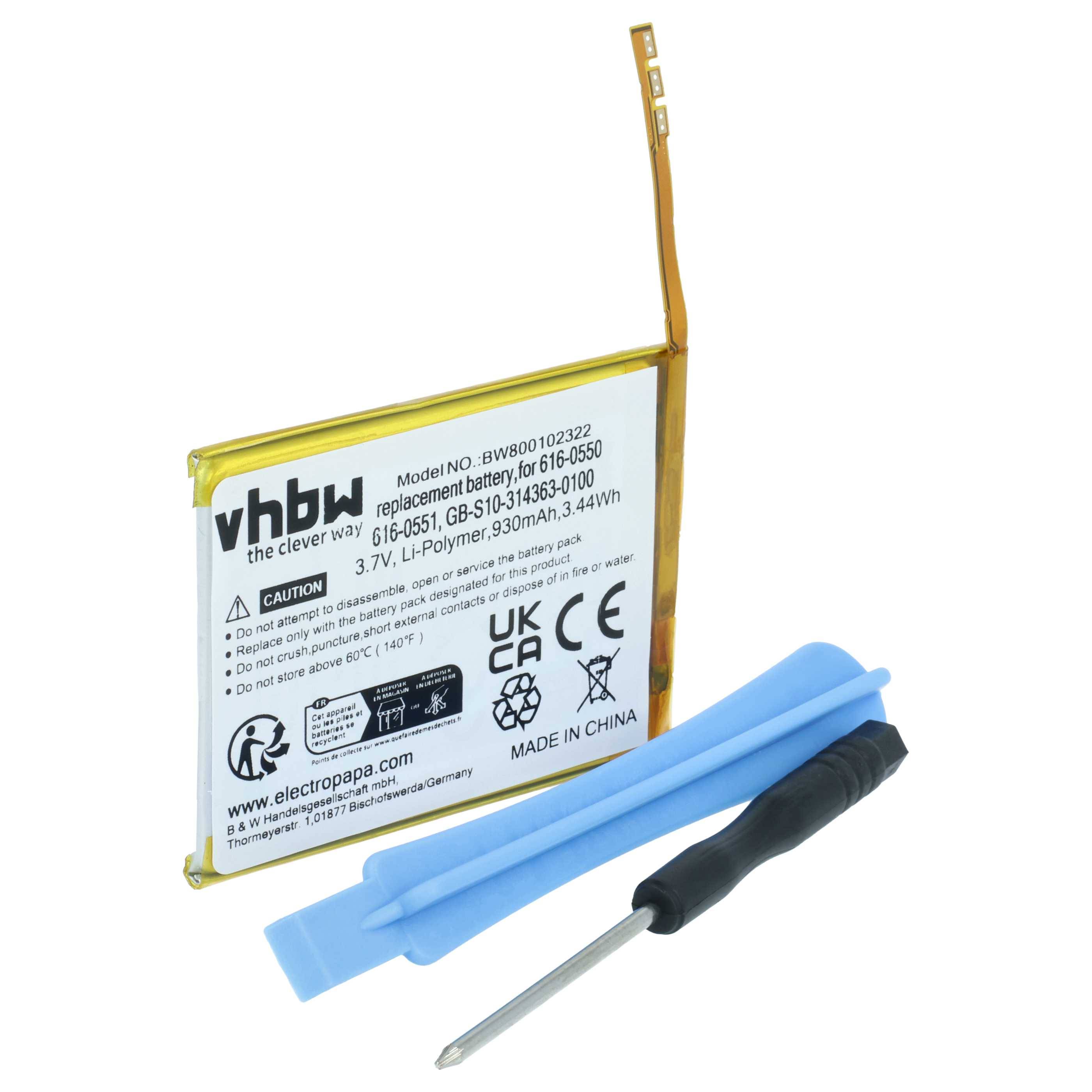 vhbw Akku kompatibel mit Apple iPod Touch A1367 | 4. Gen., 4th Generation, 4G MP3-Player Musik Player (930 mAh, 3,7 V, Li-Polymer)