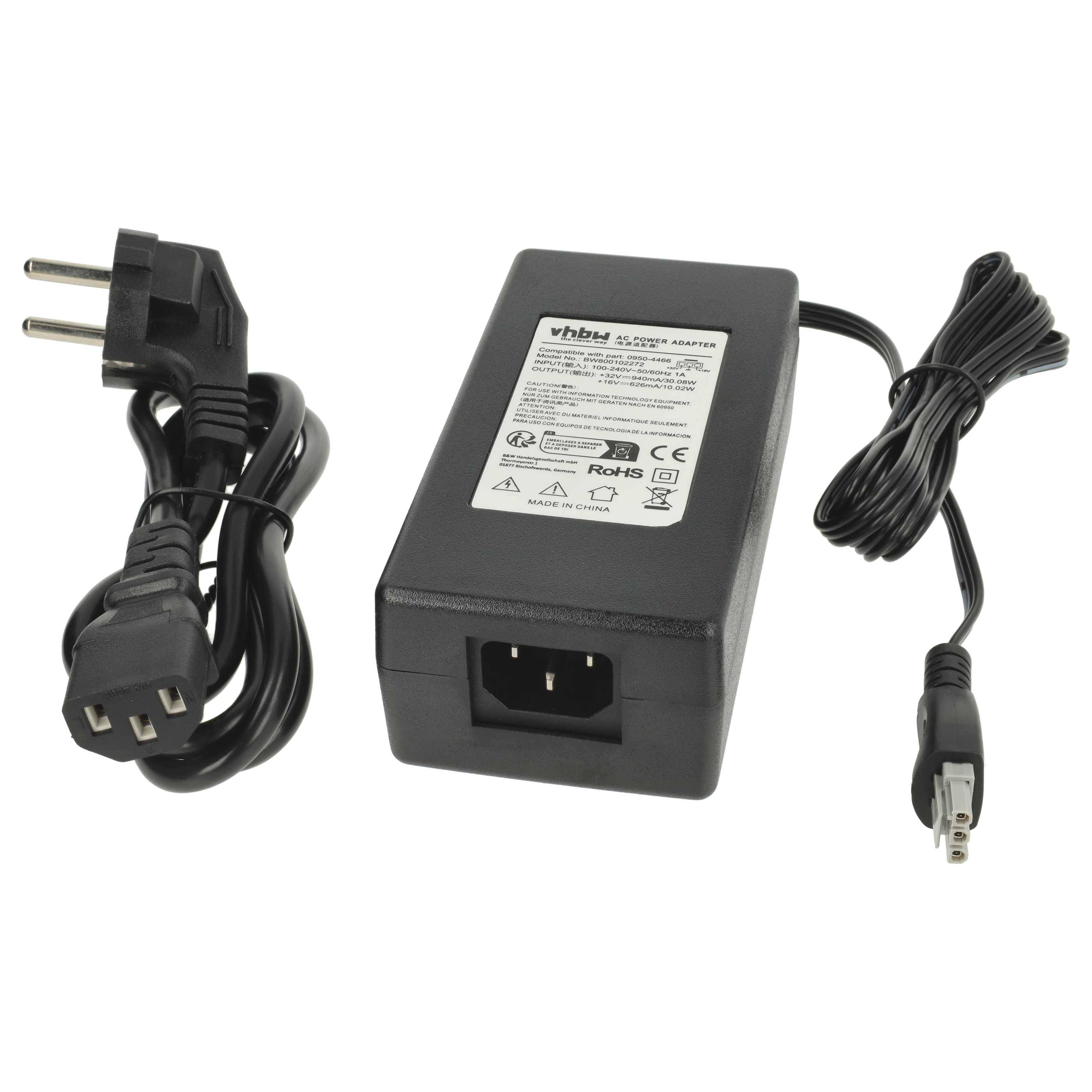 vhbw Netzteil kompatibel mit HP Deskjet, Officejet, Photosmart, PSC Drucker - 200 cm, schwarz