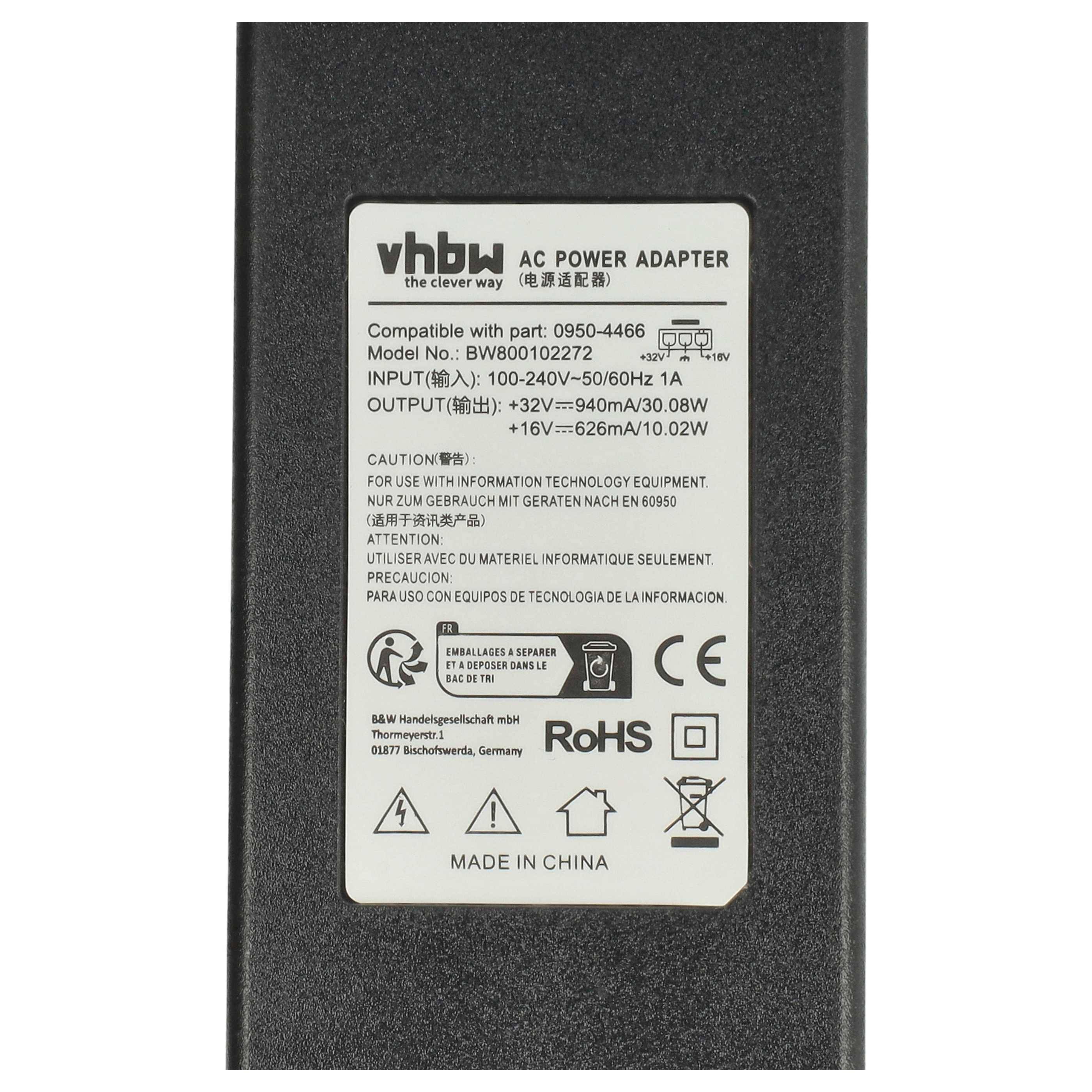 vhbw Netzteil kompatibel mit HP Photosmart 7768, 7830, 7835, 7838, 7900, 7960, 7965, 7968, C3100, C3120 Drucker - 200 cm