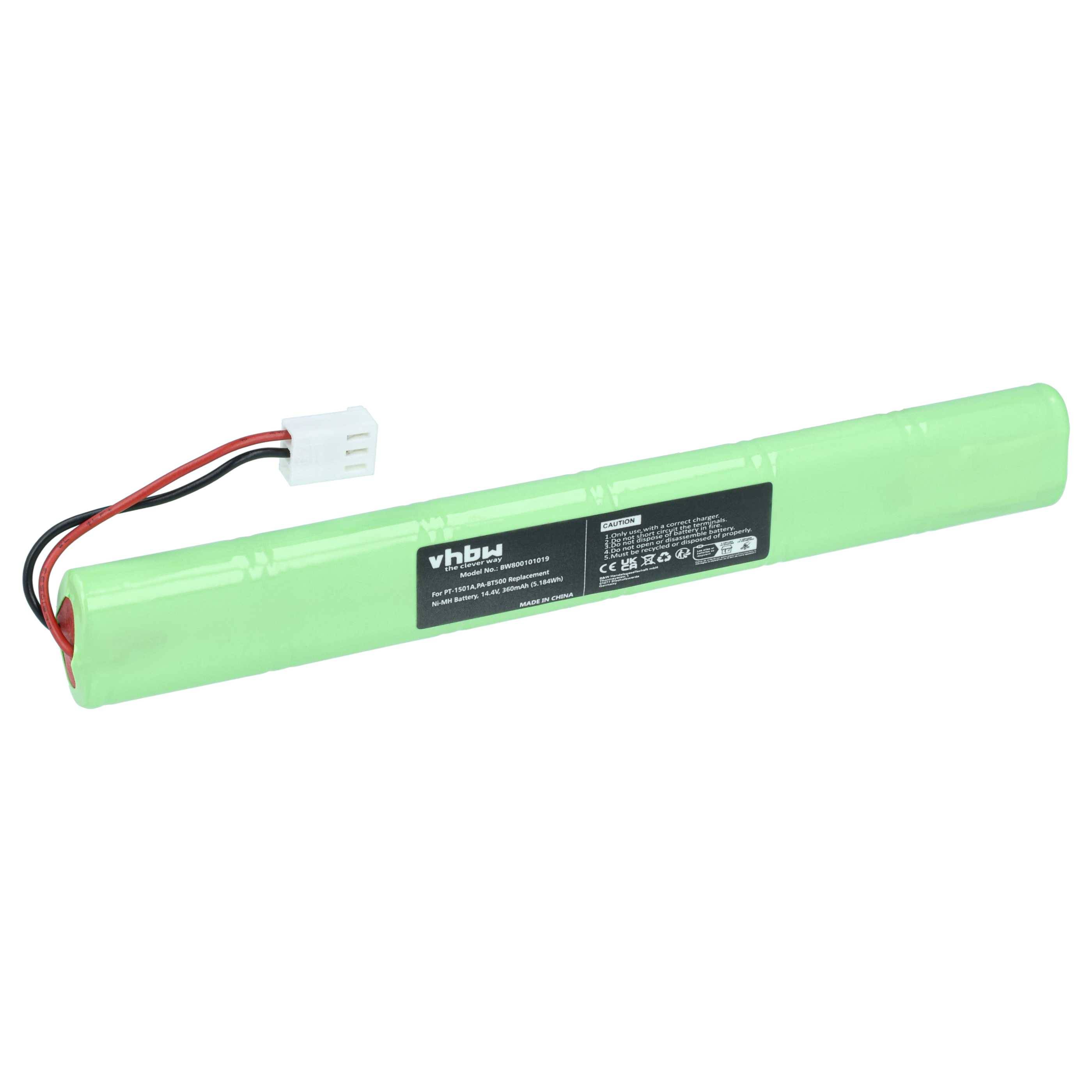 vhbw Akku Ersatz für Pentax 205526, PT-1501A für Drucker Kopierer Scanner Etiketten-Drucker (360 mAh, 14,4 V, NiMH)