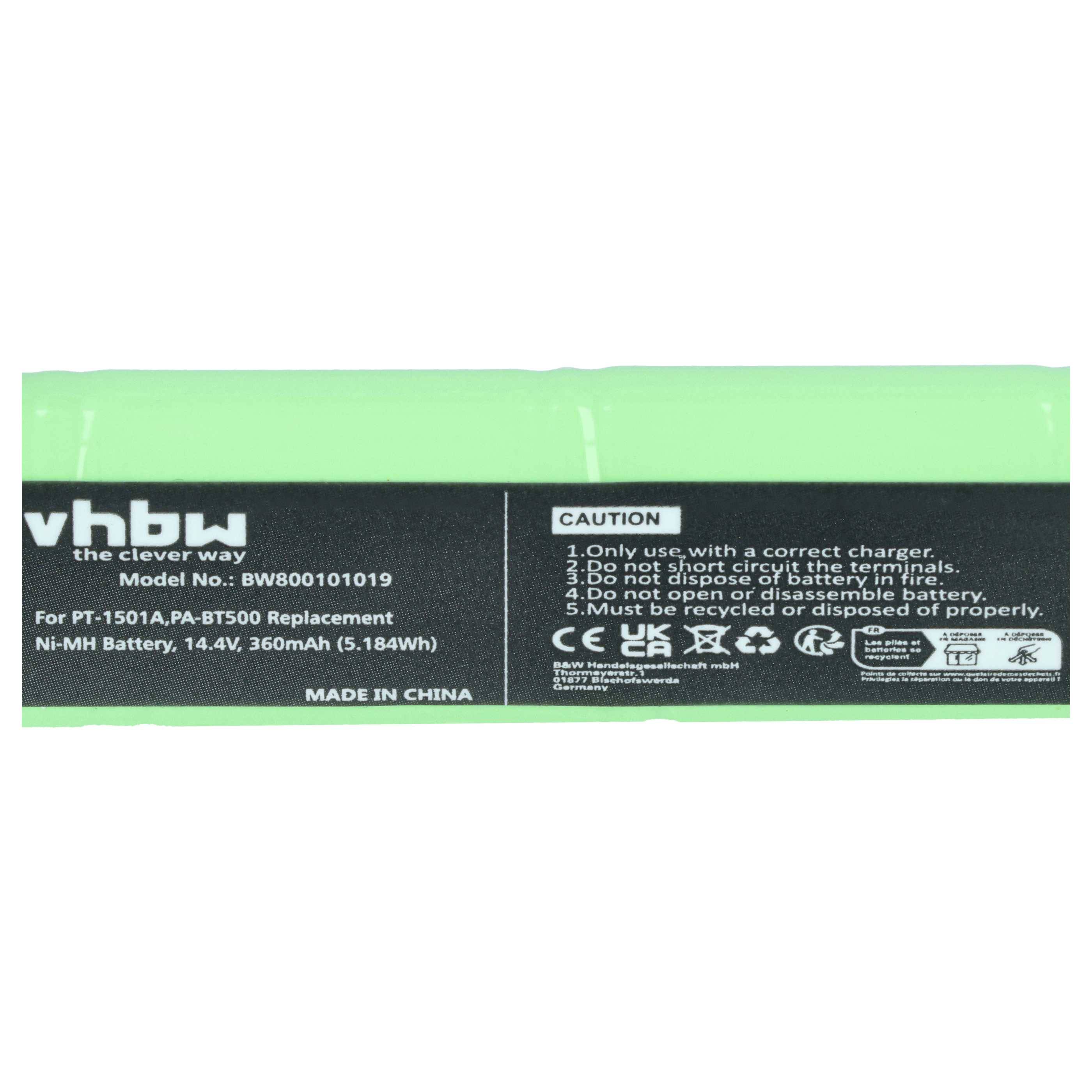 vhbw Akku kompatibel mit Pentax PocketJet 3 Plus, PocketJet II Drucker Kopierer Scanner Etiketten-Drucker (360 mAh, 14,4 V, NiMH)