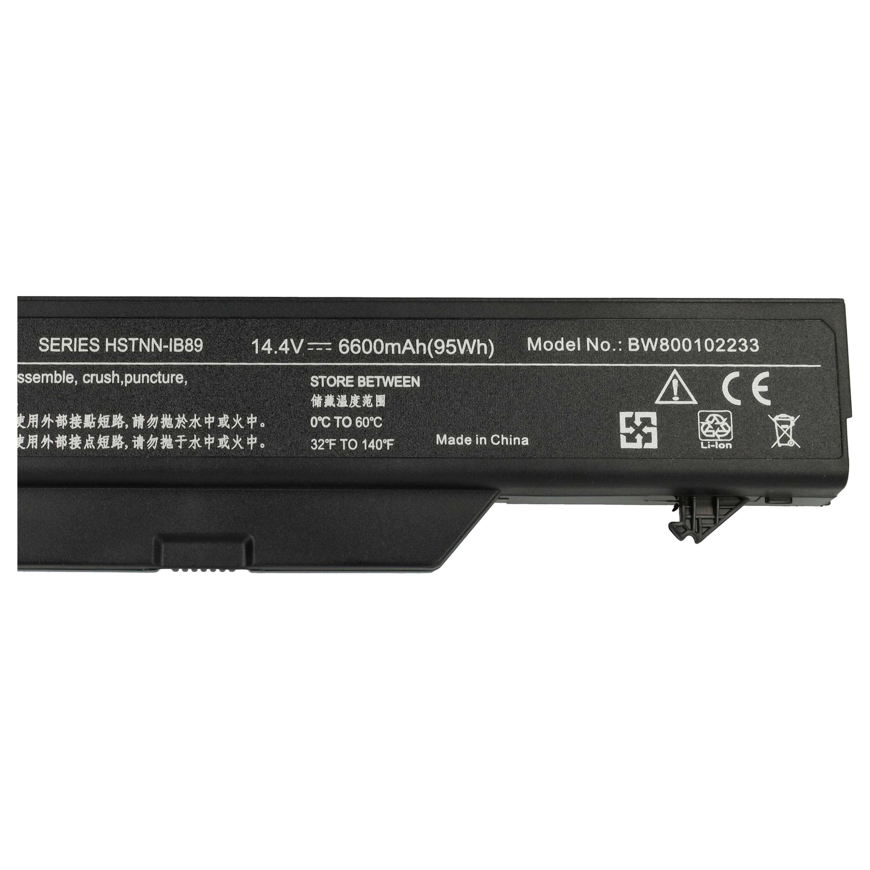 vhbw Akku Ersatz für HP HSTNN-I60C-5, HSTNN-I61C-5, 513130-321, 535808-001 für Notebook (6600 mAh, 14,4 V, Li-Ion)