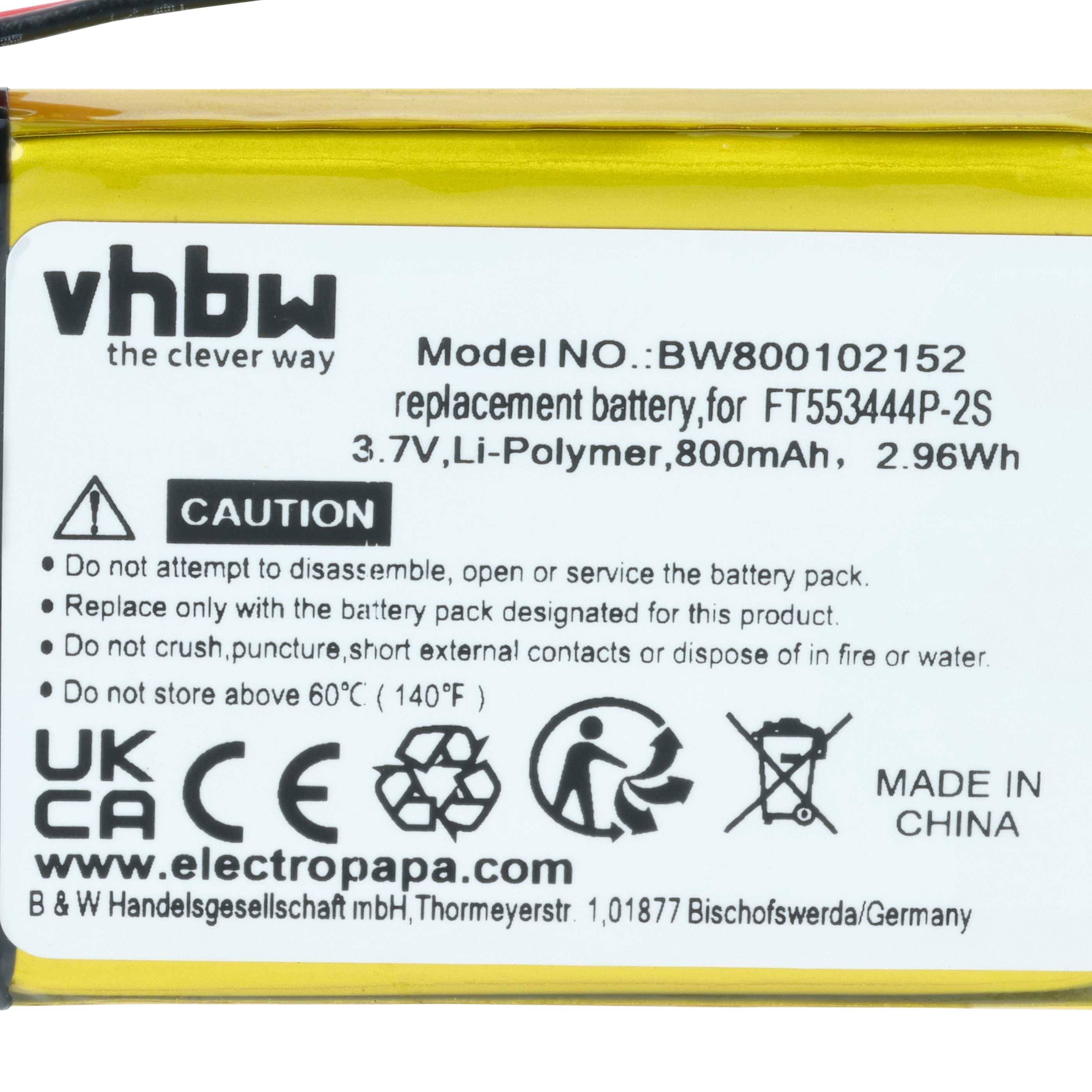 vhbw Akku kompatibel mit Stabo freecomm 600 Set Funkgerät, Walkie Talkie (800 mAh, 3,7 V, Li-Ion)