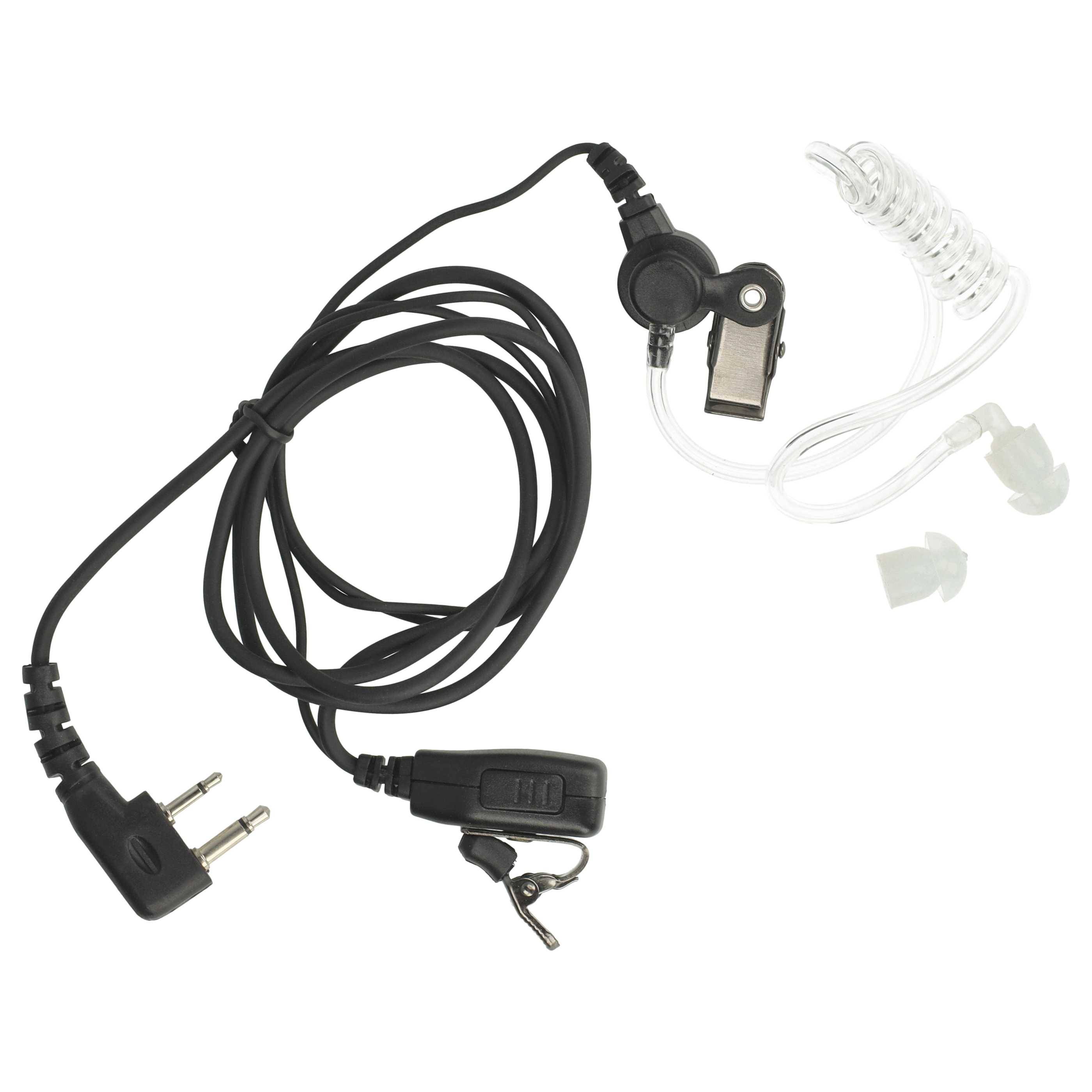 vhbw Headset kompatibel mit Alan Midland M24, LXT-435, M99, M48, Ocean Funkgerät - schwarz, Transparenter Akustikschlauch