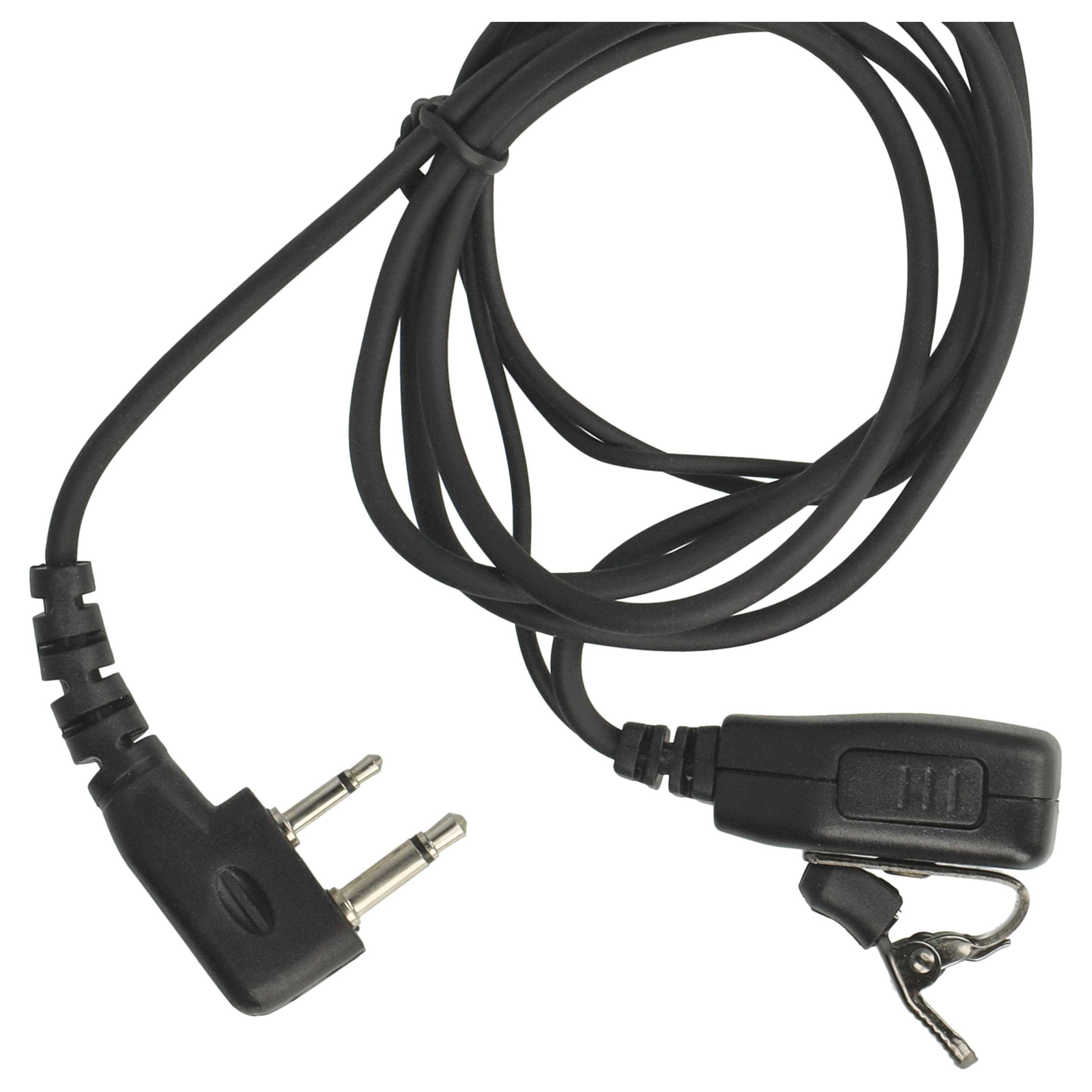 vhbw Headset kompatibel mit Icom IC-V85, IC-F25SR, IC-V82, IC-U82, IC-F4029-SDR Funkgerät - schwarz, Transparenter Akustikschlauch