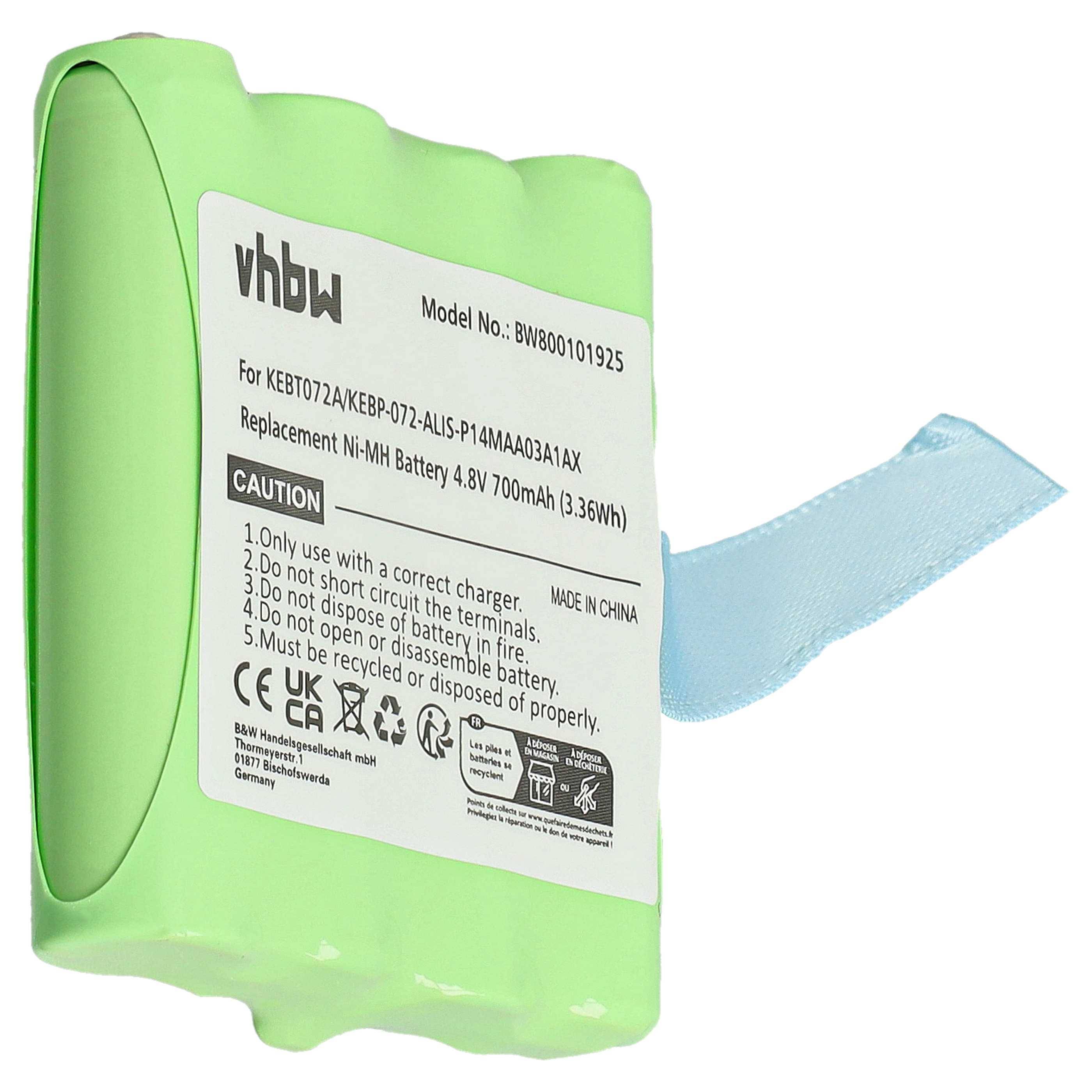 vhbw Akku kompatibel mit Midland G223, G225, G226, G227, G300, G300M, GXT200, GXT250 Funkgerät, Walkie Talkie (700mAh, 4,8V, NiMH)