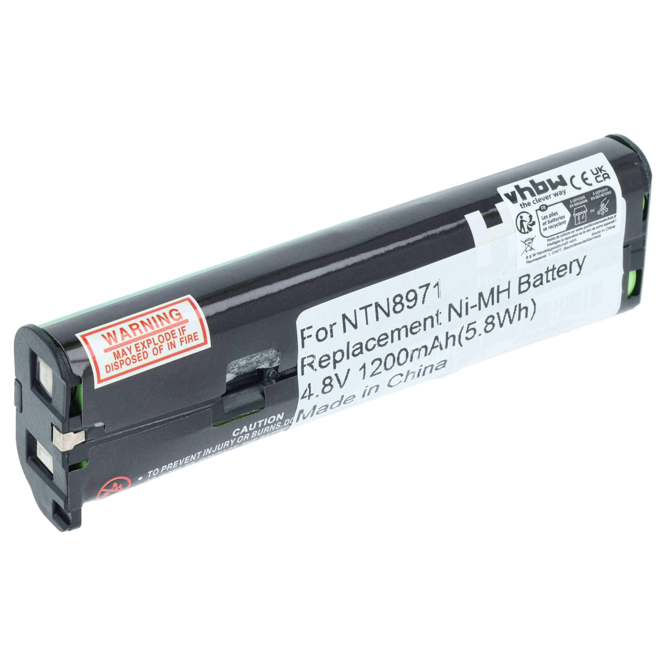 vhbw Akku Ersatz für Motorola SNN4802A, SNN4933A, NTN8971B für Funkgerät, Walkie Talkie (1200 mAh, 4,8 V, NiMH)