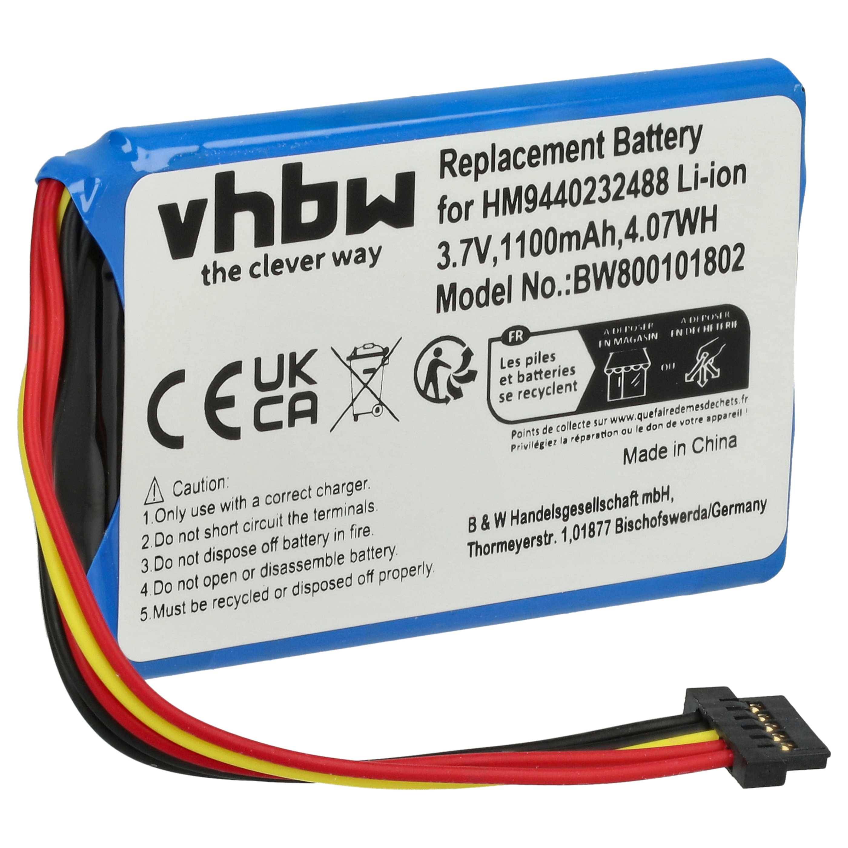 vhbw Akku kompatibel mit TomTom Go 740TM, 750 LIVE, 740 LIVE, 750, 740 GPS Navigation Navi (1100 mAh, 3,7 V, Li-Ion)