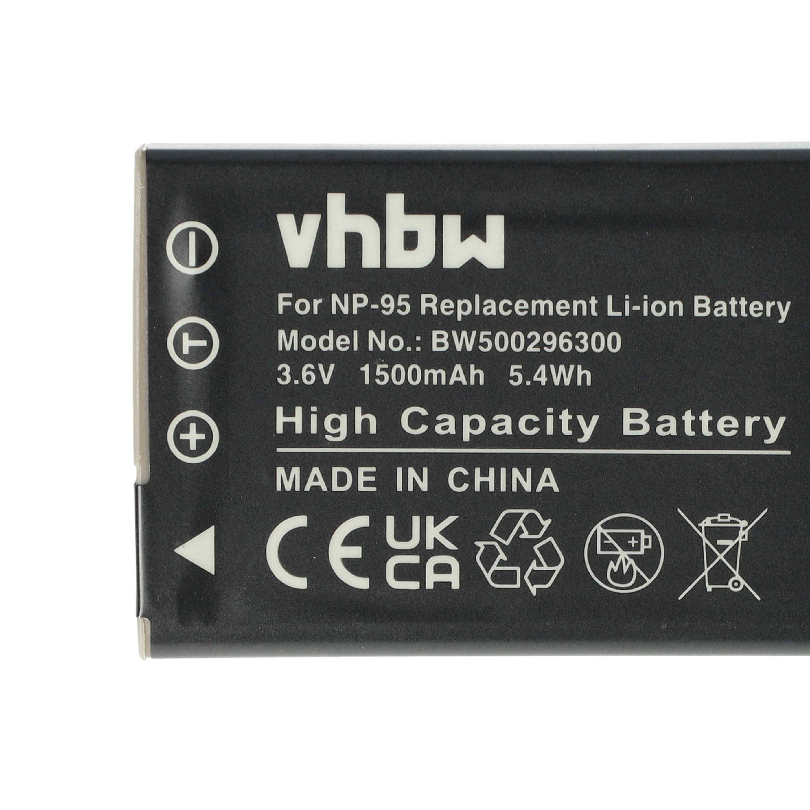 vhbw 3x Akku Ersatz für Fujifilm NP-95 | für Kamera (1500 mAh, 3,6 V, Li-Ion)