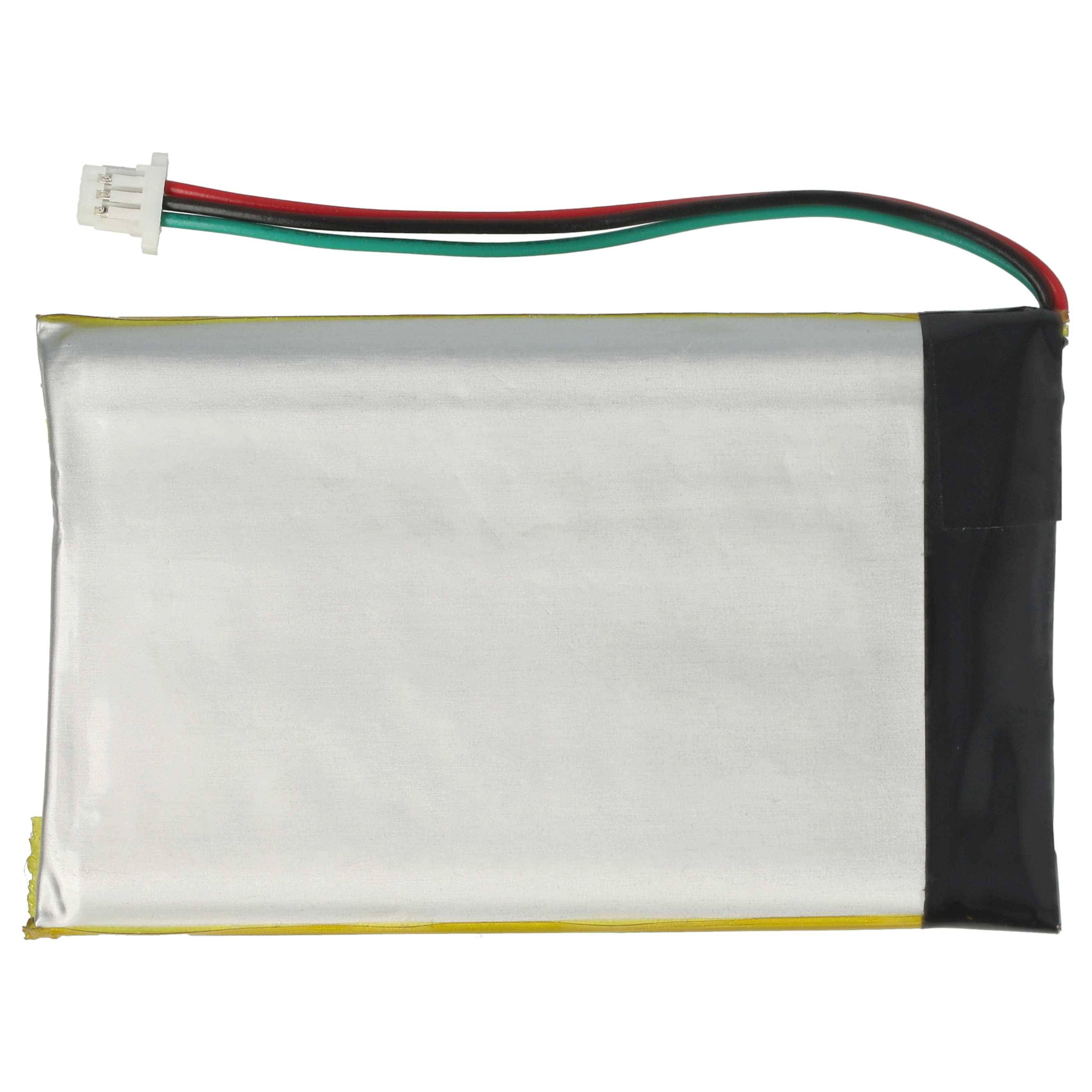 Ein rechteckiger Lithium-Polymer-Akku mit drei farbigen Drähten, die in einem Stecker enden, wird zum Stromversorgen von elektronischen Geräten verwendet.