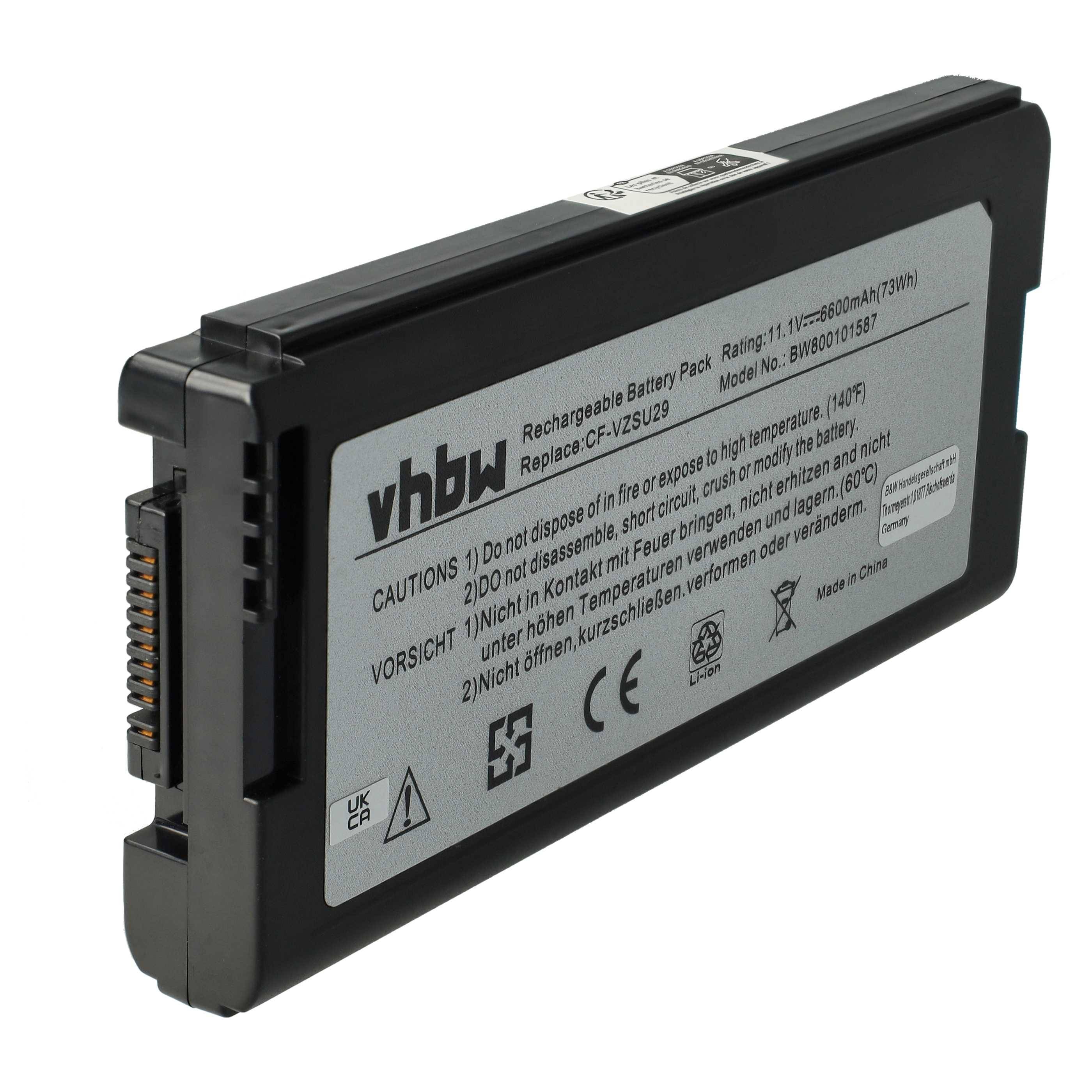 vhbw Akku Ersatz für Panasonic CF-VZSU29, CF-VZU29A für Notebook (6600 mAh, 11,1 V, Li-Ion)