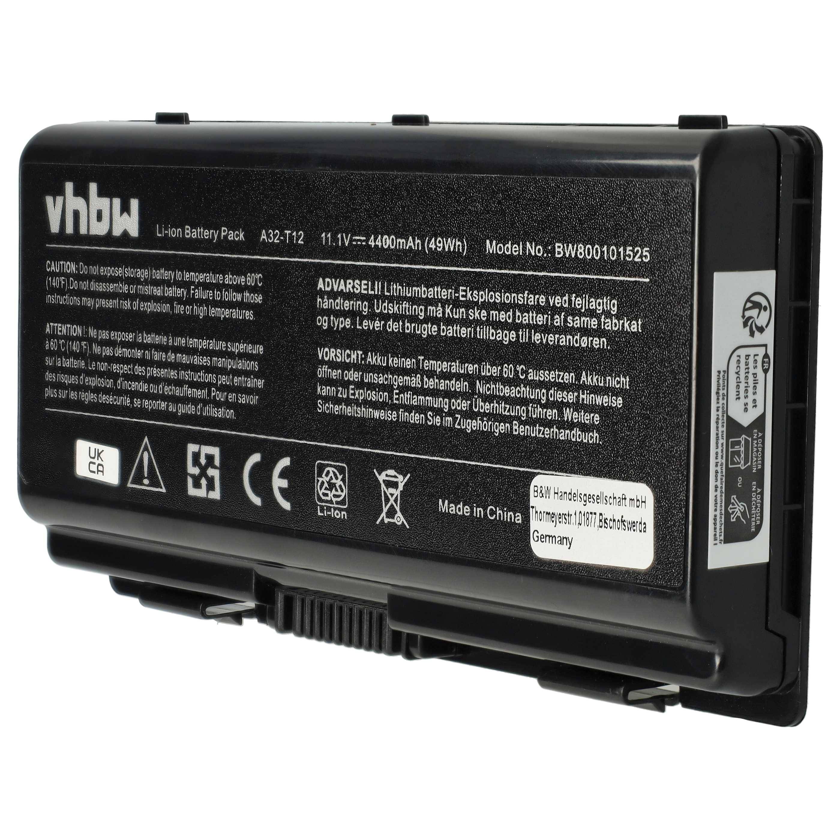 vhbw Akku kompatibel mit Asus T12Er, T12Mg, X51R, X51, T12Jg, X51L, T12C, T12Fg, T12Ug, X51H, T12 Notebook (4400 mAh, 11,1 V, Li-Ion)