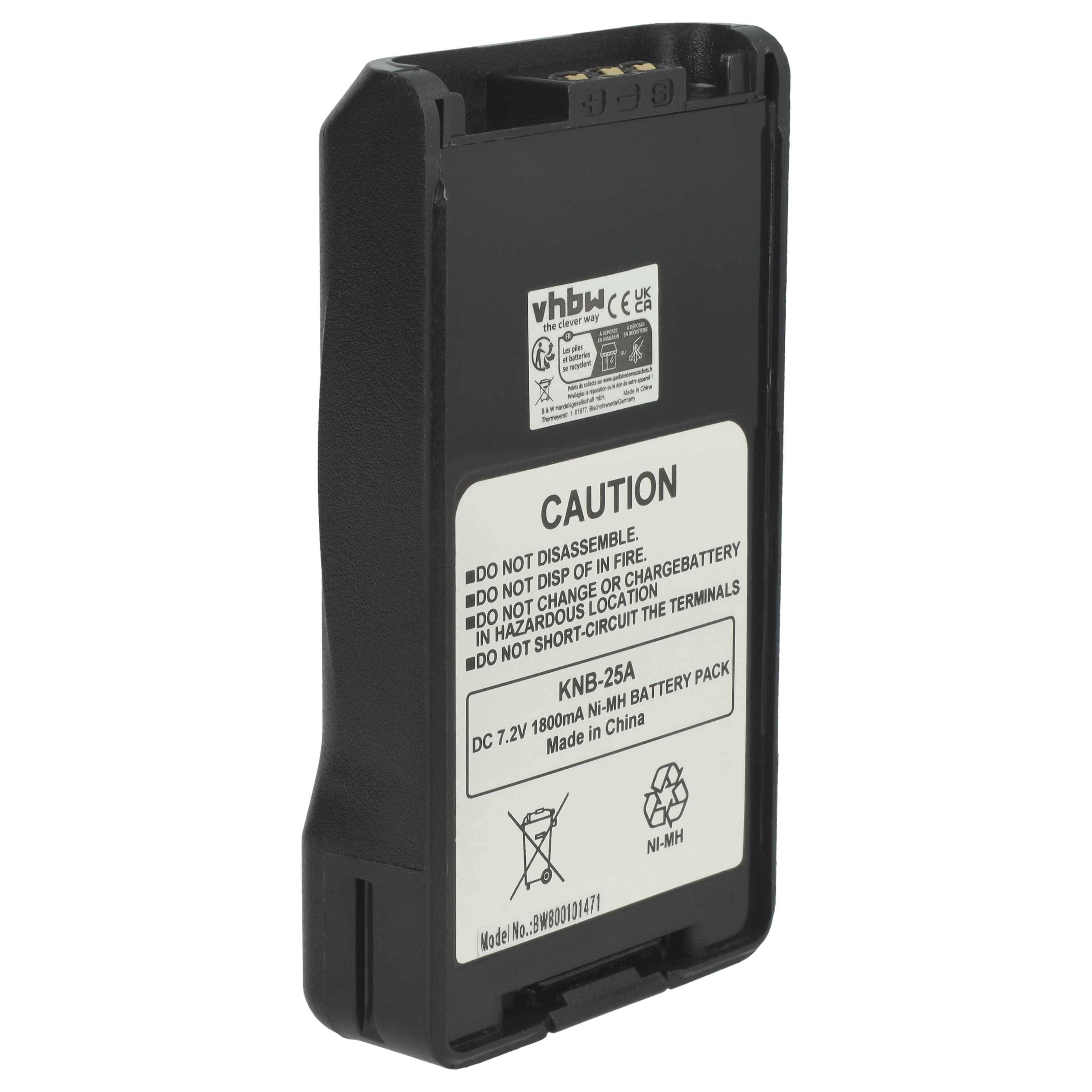 vhbw Akku Ersatz für Kenwood KNB-56L, KNB-57Li, KNB-57L, KNB-56, KNB-57L, KNB-55Li für Funkgerät, Walkie Talkie (1800 mAh, 7,2 V, NiMH)