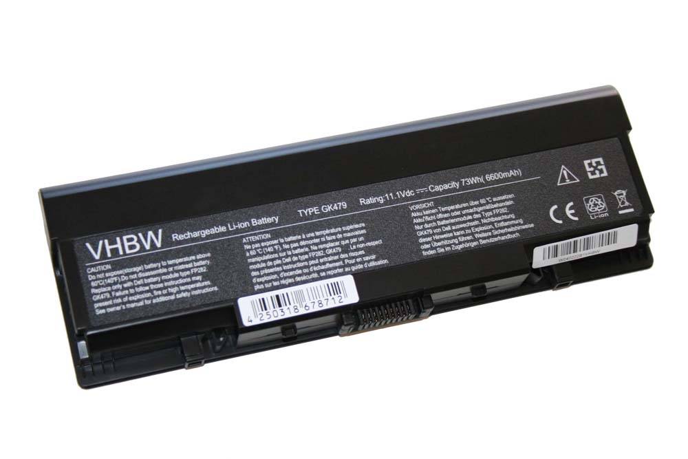 vhbw Akku kompatibel mit Dell Inspiron 1720, 1721, 1520, 1521 Notebook (6600 mAh, 11,1 V, Li-Ion)