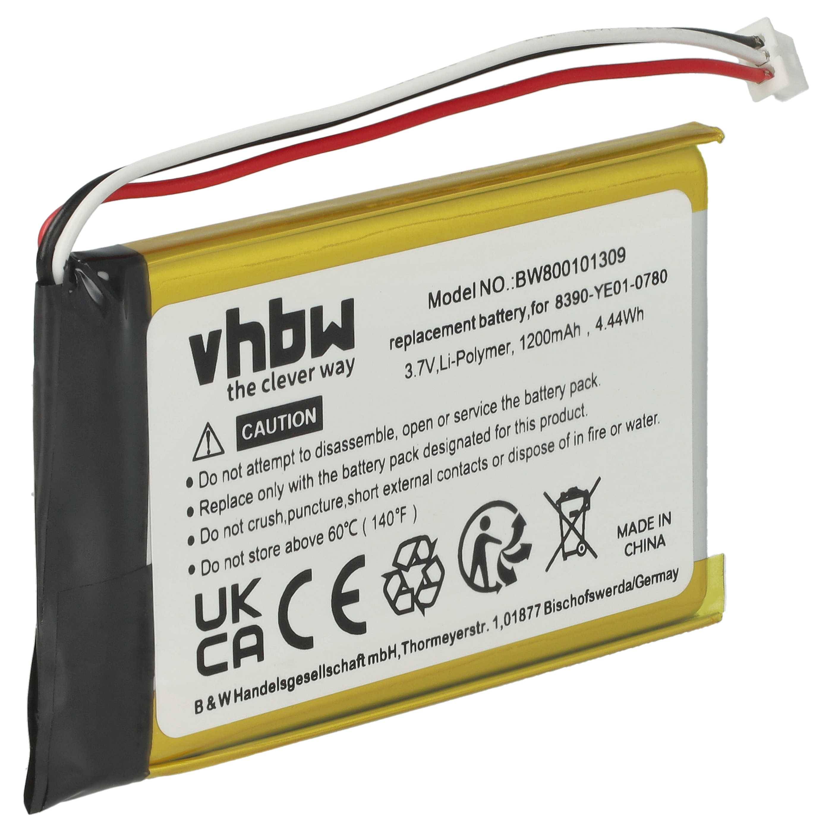 vhbw Akku kompatibel mit Navigon 3310, 3300, 4310, 3310 Max, 4310 Max GPS Navigation Navi (1200 mAh, 3,7 V, Li-Polymer)