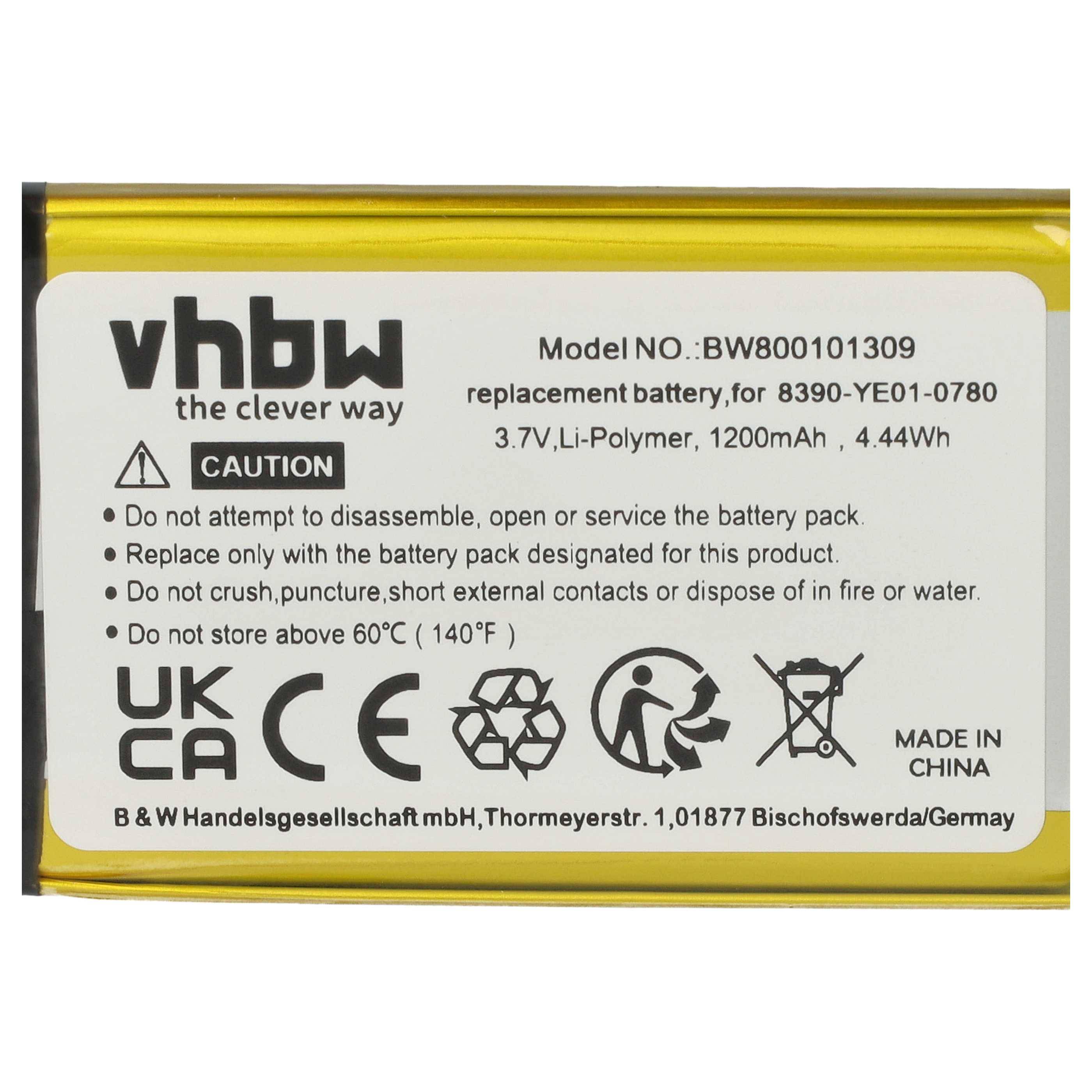vhbw 1x Akku kompatibel mit Navigon 3310, 3300, 4310, 3310 Max, 4310 Max GPS Navigation Navi (1200 mAh, 3,7 V, Li-Polymer)