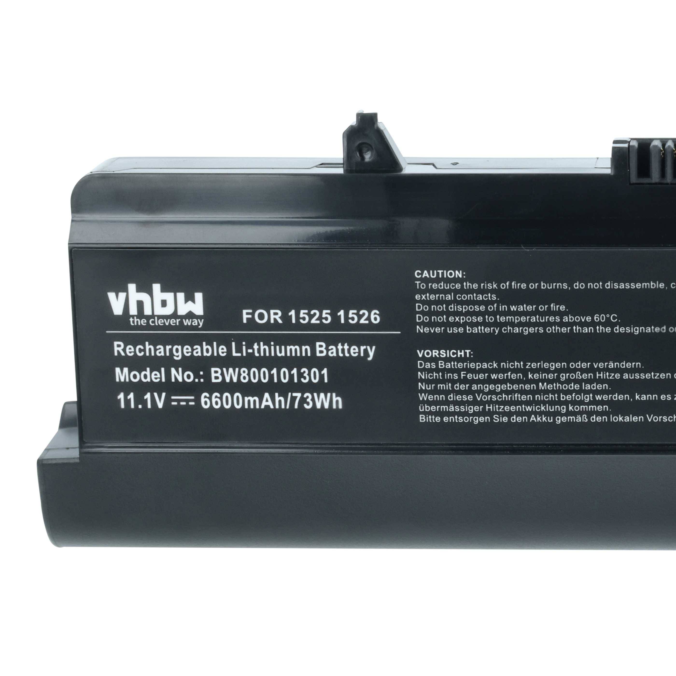 Wiederaufladbare Lithium-Ionen-Batterie für Acer mit Modellnummer BW800101360, 11,1V, 6600mAh/73Wh, mit Sicherheitswarnungen und Spezifikationen.