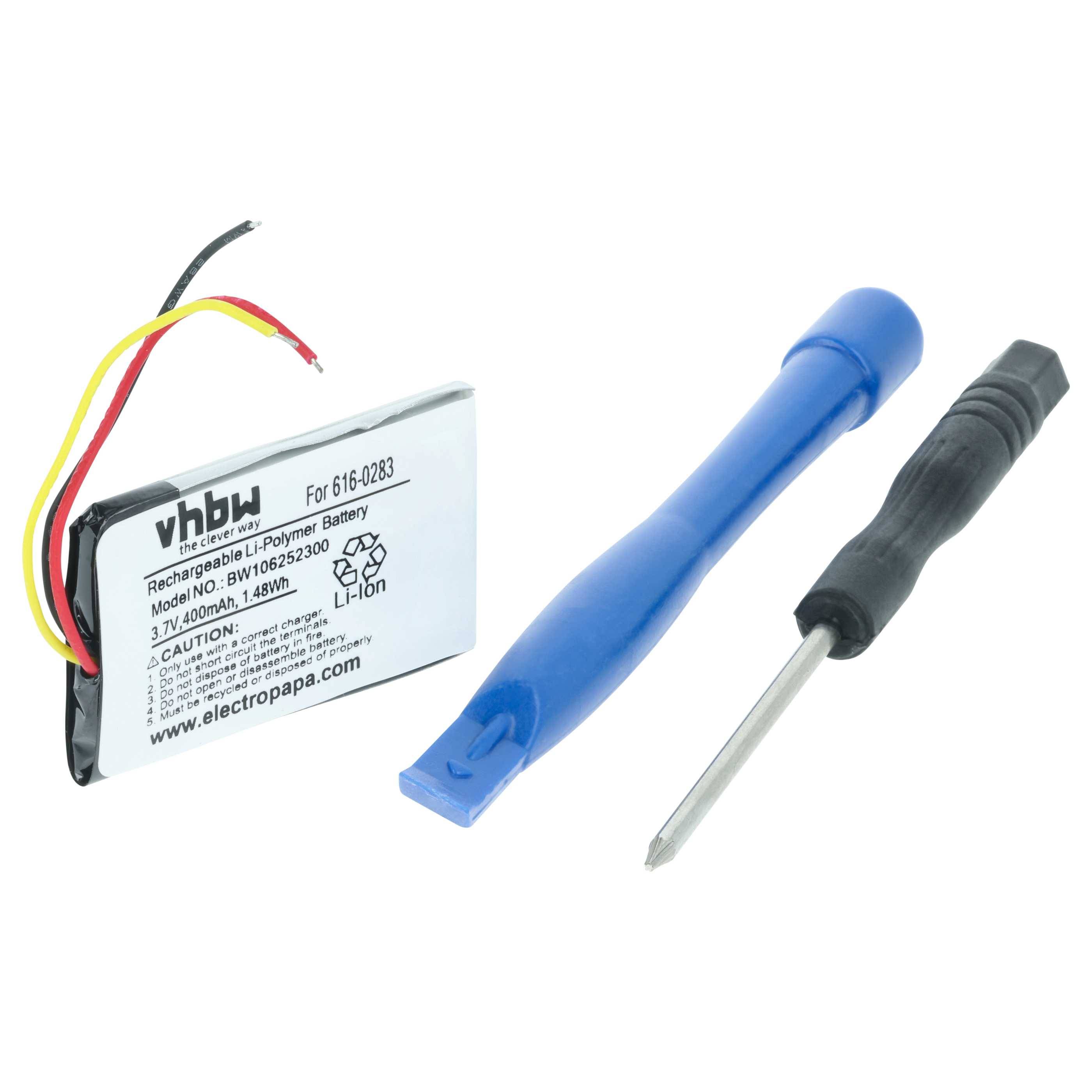 vhbw Akku kompatibel mit Apple iPod Nano MA099LL/A, MA107LL/A, MA005LL/A MP3-Player Musik Player (400 mAh, 3,7 V, Li-Polymer)