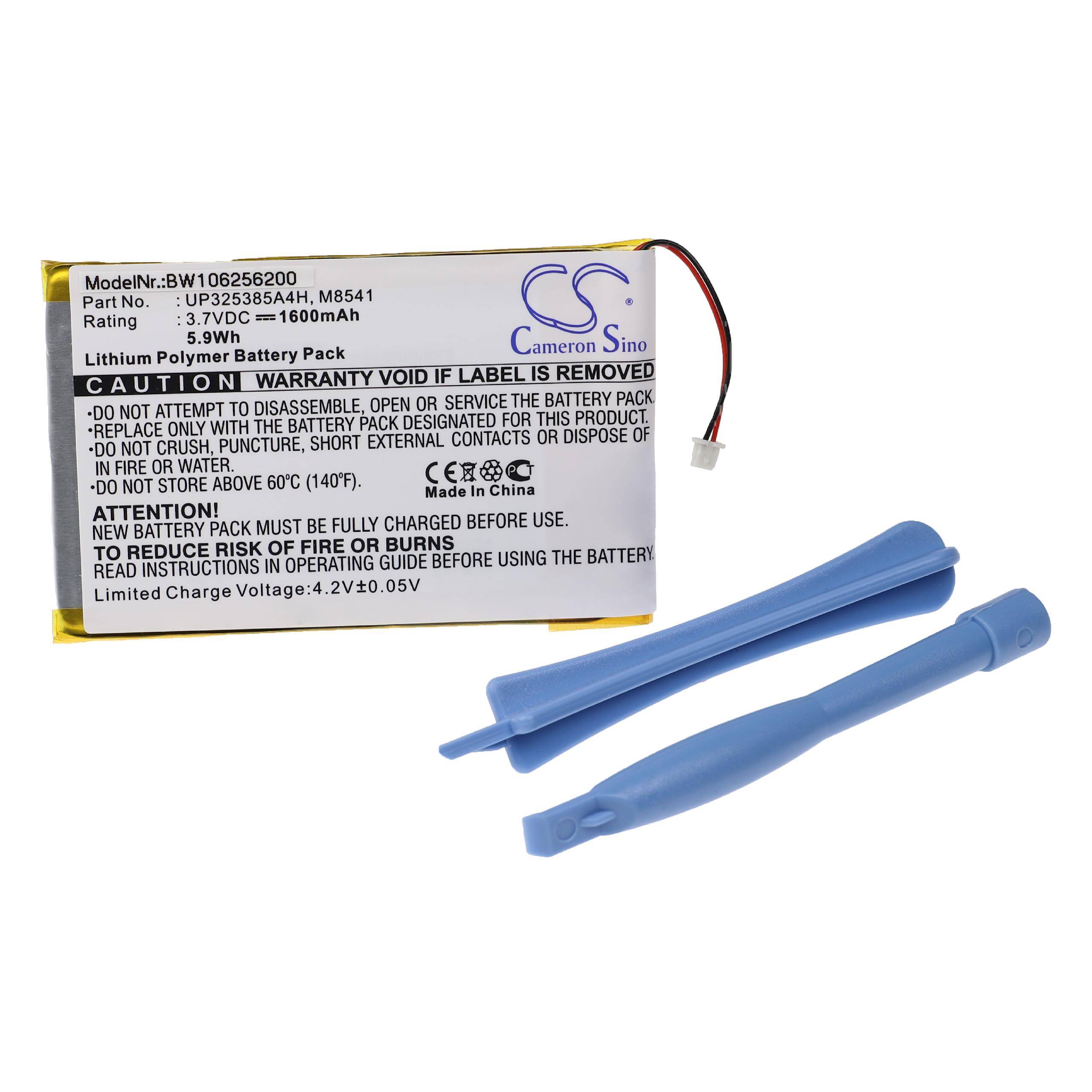 vhbw 1x Akku Ersatz für Apple P325385A4H, UP325385A4H für MP3-Player Musik Player (1600 mAh, 3,7 V, Li-Polymer)