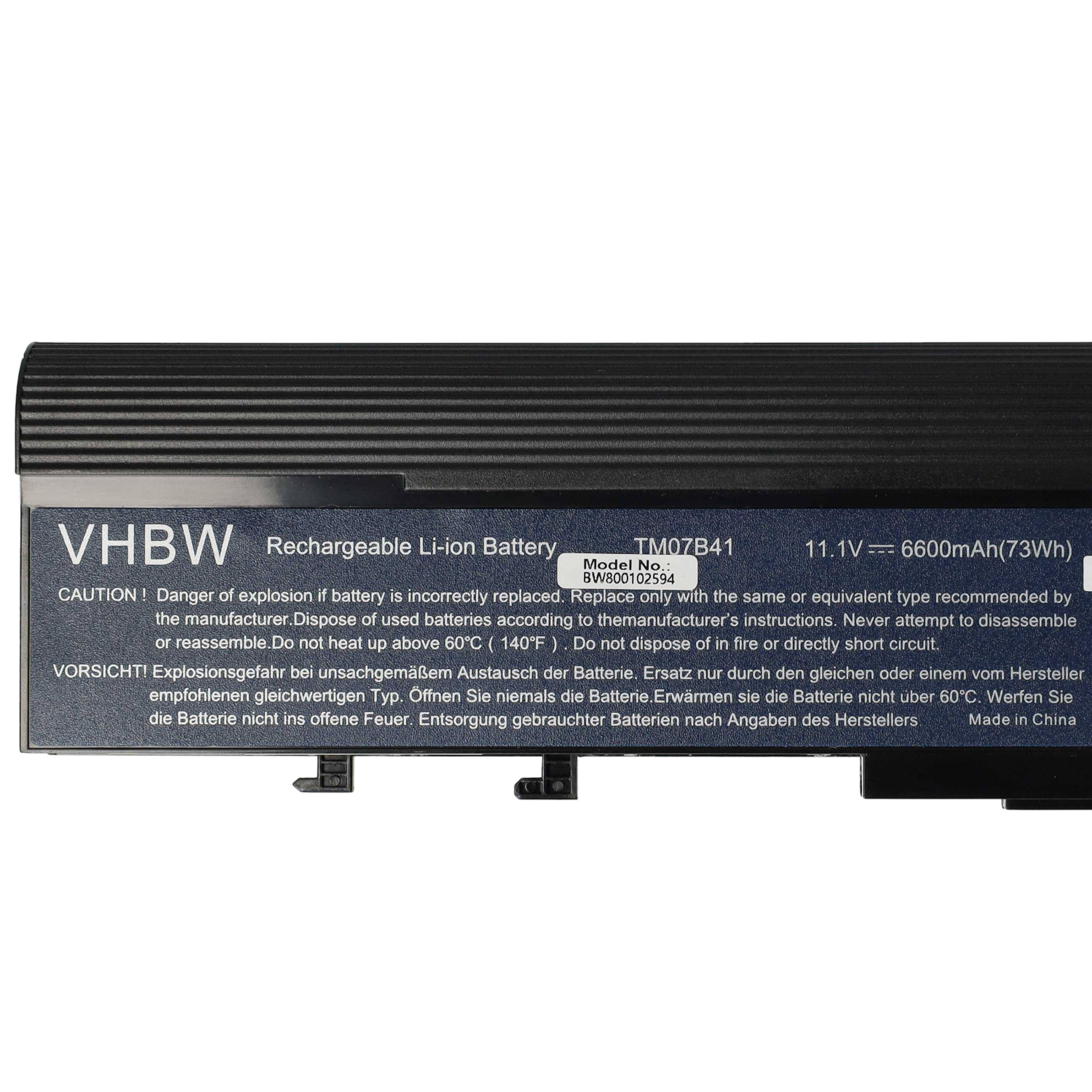 vhbw Akku Ersatz für Acer BTP-TM6231, BTP-B2J1, GARDA31, GARDA32, BTP-BQJ1 für Notebook (6600 mAh, 11,1 V, Li-Ion)