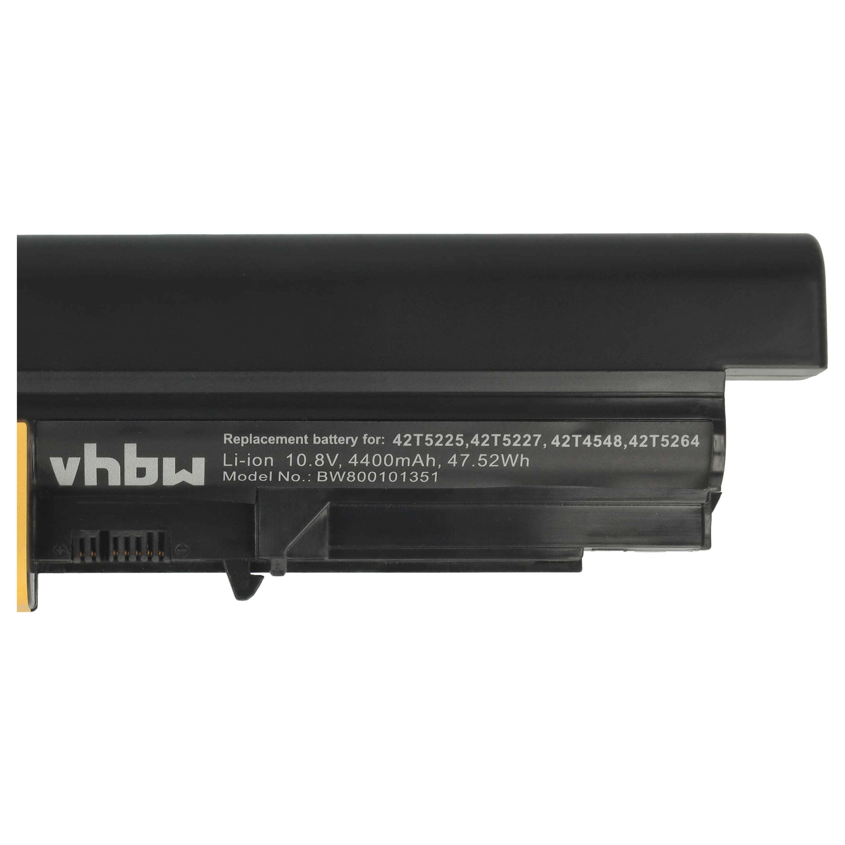 Ersatzbatterie für 42T5225, 42T5227, 42T5458, 42T5264. Li-Ion 10,8V, 4400mAh, 47,52Wh. Modellnummer: BW800101351.