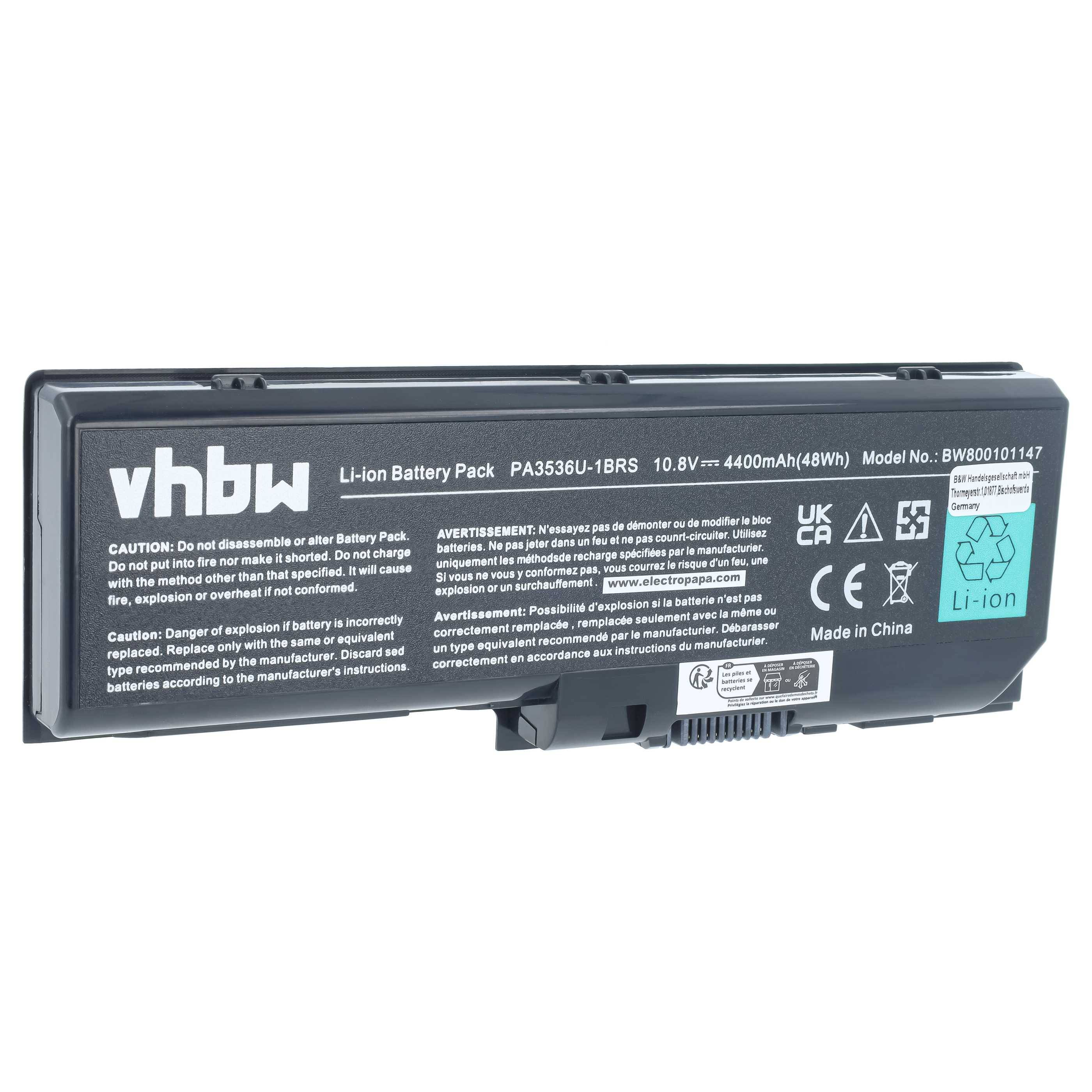 vhbw Akku kompatibel mit Toshiba Equium P200 | Notebook (4400 mAh, 11,1 V, Li-Ion)