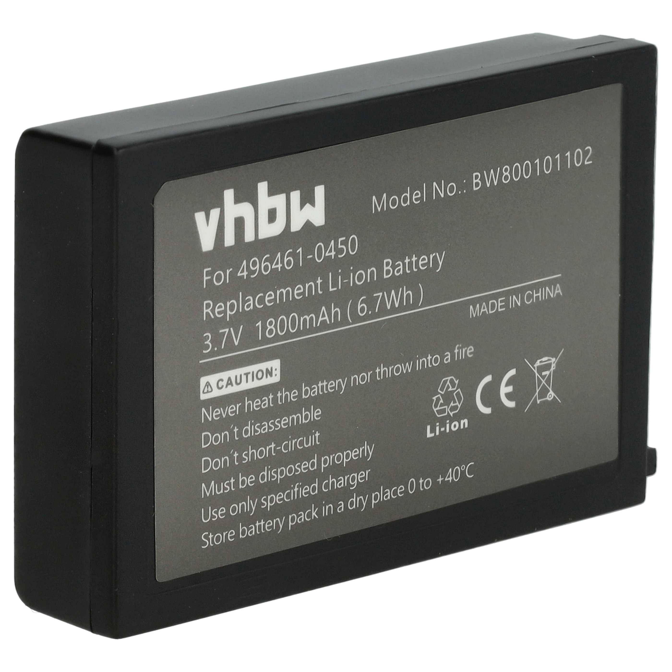 vhbw Akku kompatibel mit Denso BHT-604B, BHT-600BW, BHT-600, BHT-400, BHT-604BW, BHT-400Q Barcodescanner POS (1800 mAh, 3,7 V, Li-Ion)
