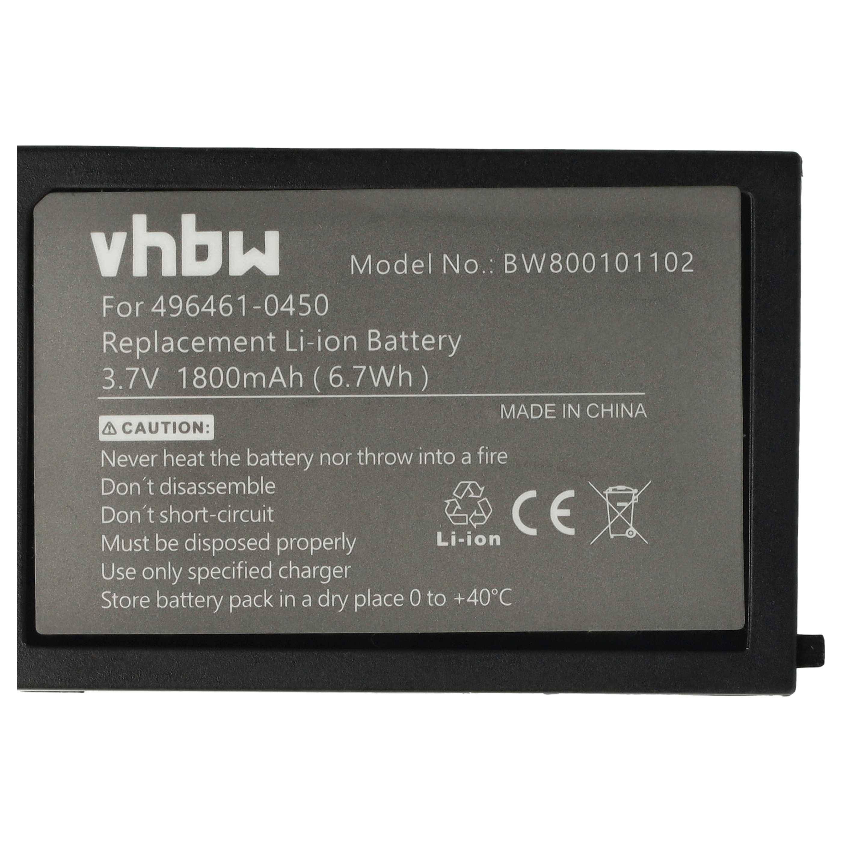 vhbw Akku kompatibel mit Denso DS22L1-G, DS22L1-D, BHT-825QW, BHT-805Q, BHT-805BW Barcodescanner POS (1800 mAh, 3,7 V, Li-Ion)