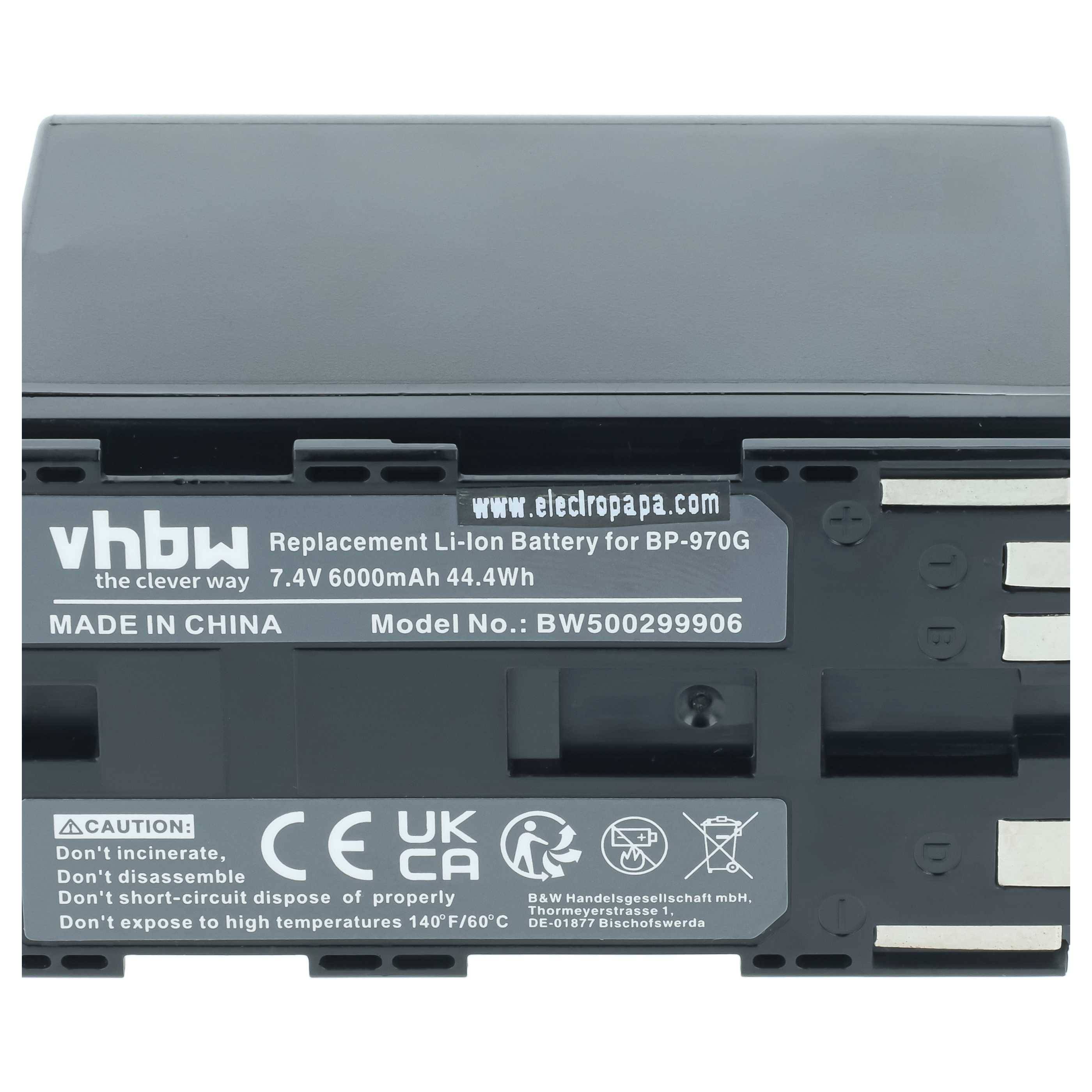 Wiederaufladbare Kamerabatterie mit der Bezeichnung „vhbw Replacement Li-ion Battery for BP-970G