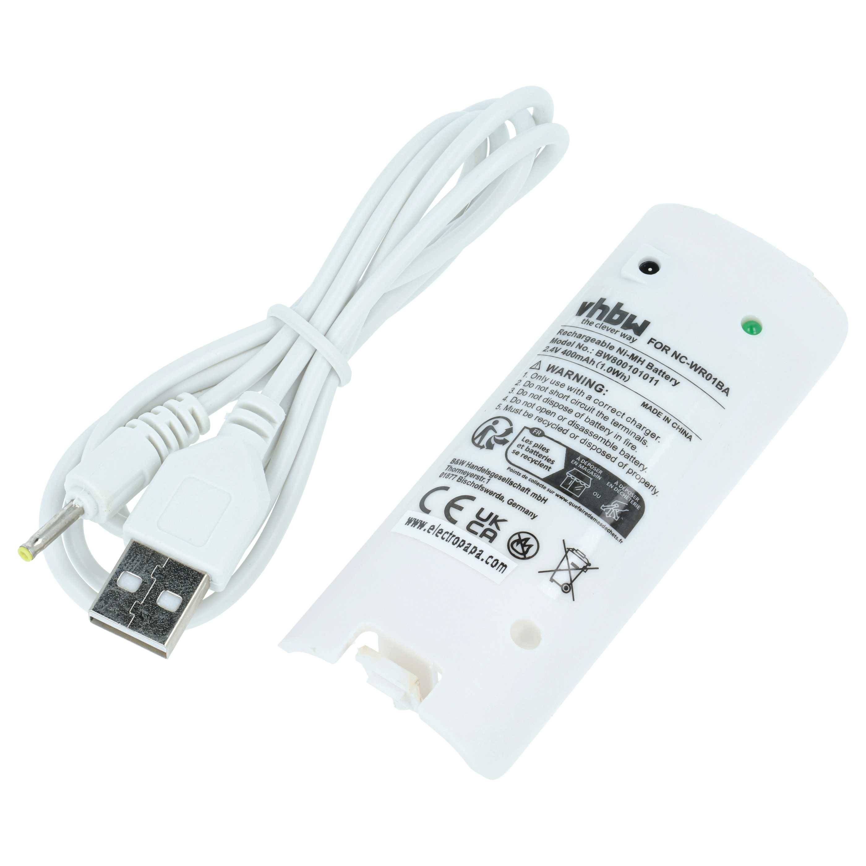 vhbw Akku kompatibel mit Nintendo Wii Controller, Remote Plus Gamepad Controller (400 mAh, 2,4 V, NiMH)