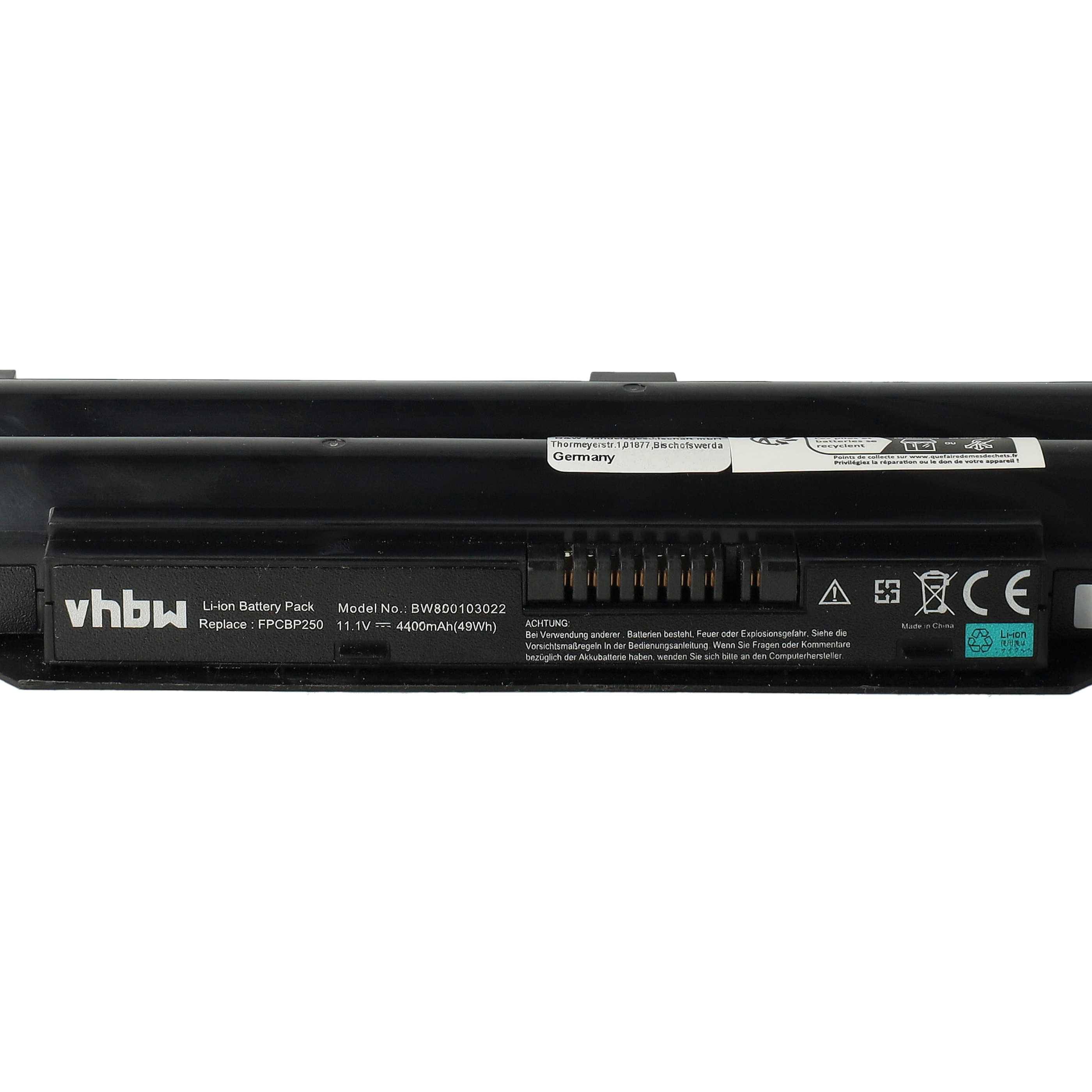 vhbw Akku kompatibel mit Fujitsu-Siemens LifeBook LH520, LH522, AH532, LH52/C, AH530/3A, AH531 Notebook (4400 mAh, 11,1 V, Li-Ion)