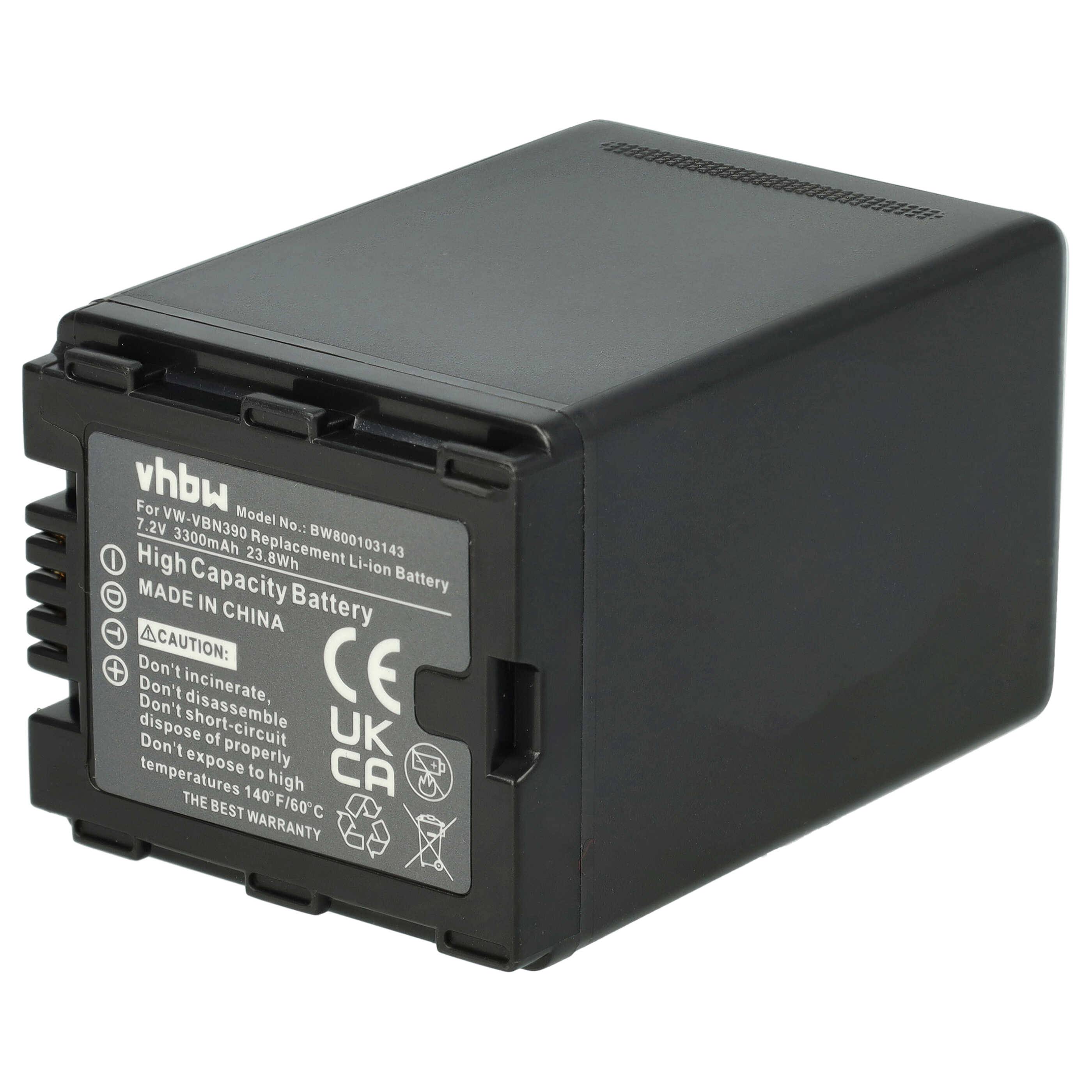 vhbw Akku Ersatz für Panasonic VW-VBN260E-K, VW-VBN390 für Videokamera Camcorder (3300 mAh, 7,2 V, Li-Ion) + Infochip