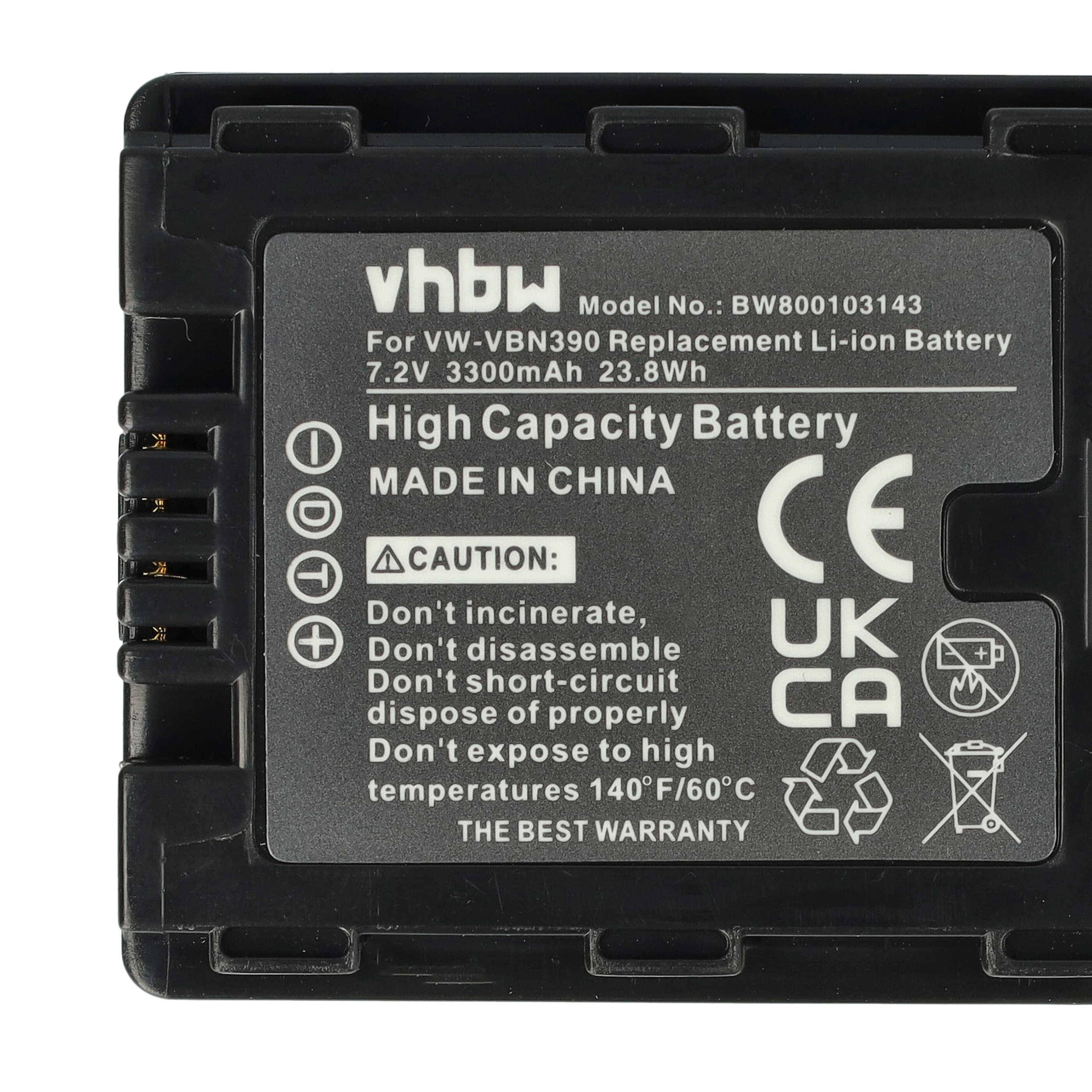 vhbw Akku Ersatz für Panasonic VW-VBN260E, VW-VBN260 für Videokamera Camcorder (3300 mAh, 7,2 V, Li-Ion) + Infochip