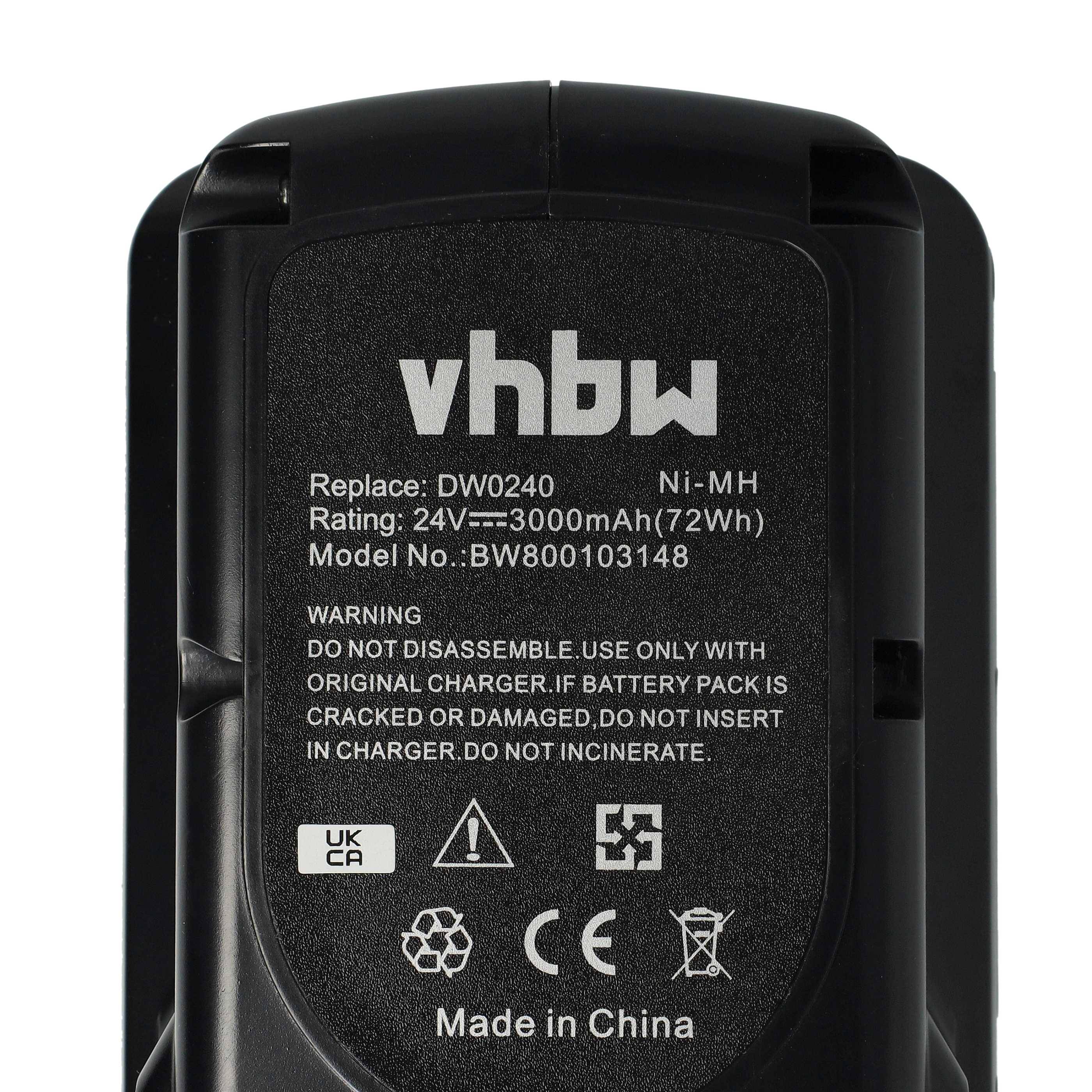vhbw Akku kompatibel mit Dewalt DW004K, DC224KB, DW004, DC223KB, DC224KA, DC222KB, DC223KA, DC222KA Werkzeug (3000 mAh, NiMH, 24 V)
