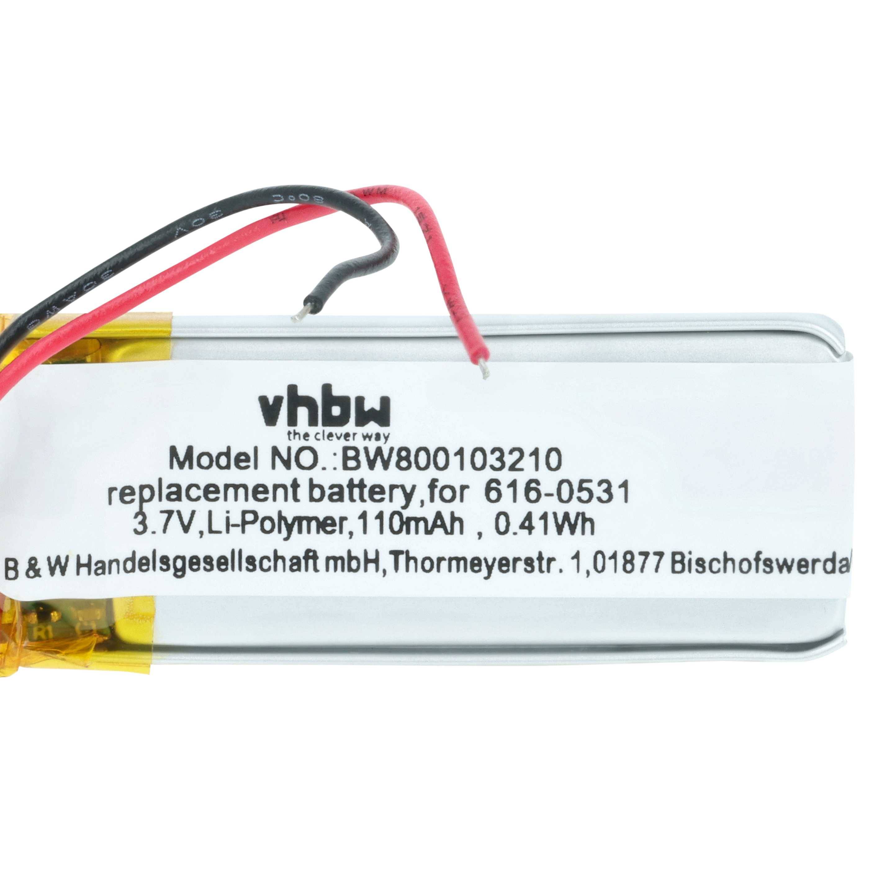 vhbw 1x Akku kompatibel mit Apple iPod Nano 6G, 6. Generation MP3-Player Musik Player (110 mAh, 3,7 V, Li-Polymer)