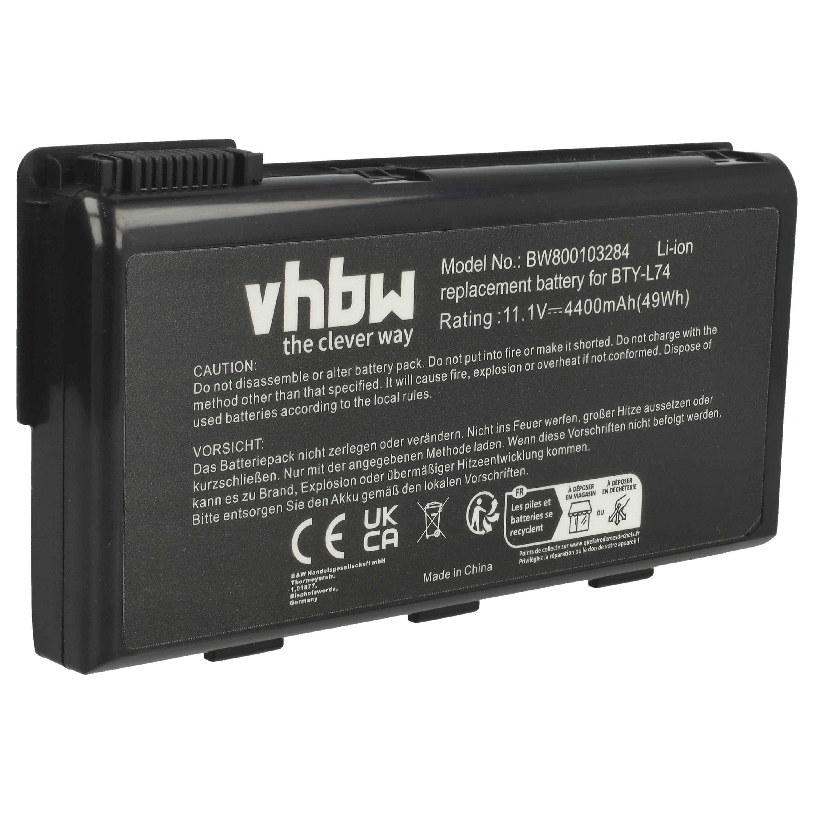 vhbw Akku kompatibel mit MSI CR630-025XHU, CR630-042PL, CR630-034X, CR630-044PL, CR630-043XPL Notebook (4400 mAh, 11,1 V, Li-Ion)