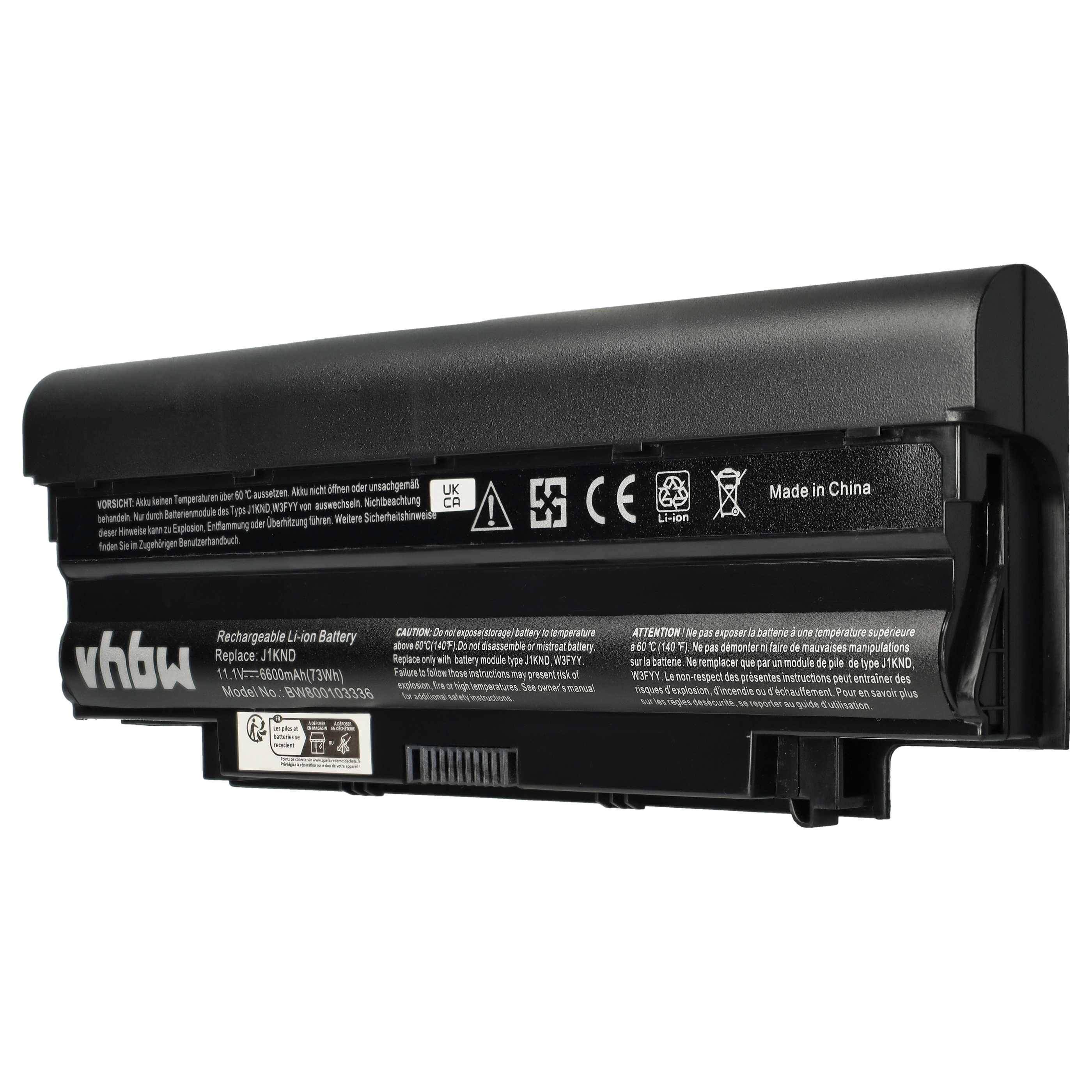 vhbw Akku kompatibel mit Dell Inspiron 14R 4010-D520, 14R 4010-D480, 14R 4010-D460TW Notebook (6600 mAh, 11,1 V, Li-Ion)