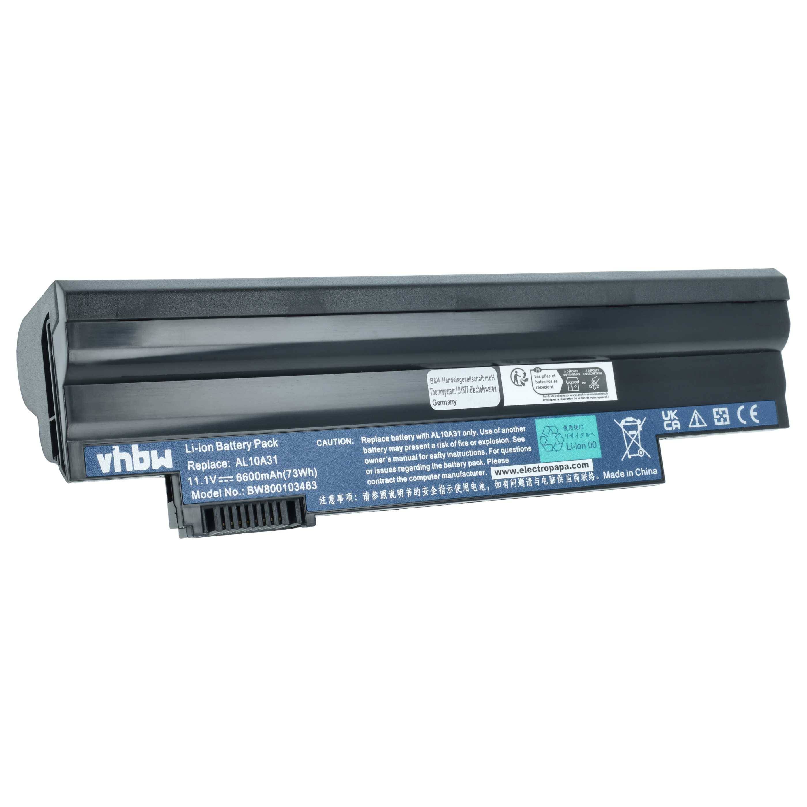 vhbw 1x Akku kompatibel mit Acer Chromebook AC700-1090, AC700, AC700-1099 Notebook (6600 mAh, 11,1 V, Li-Ion)